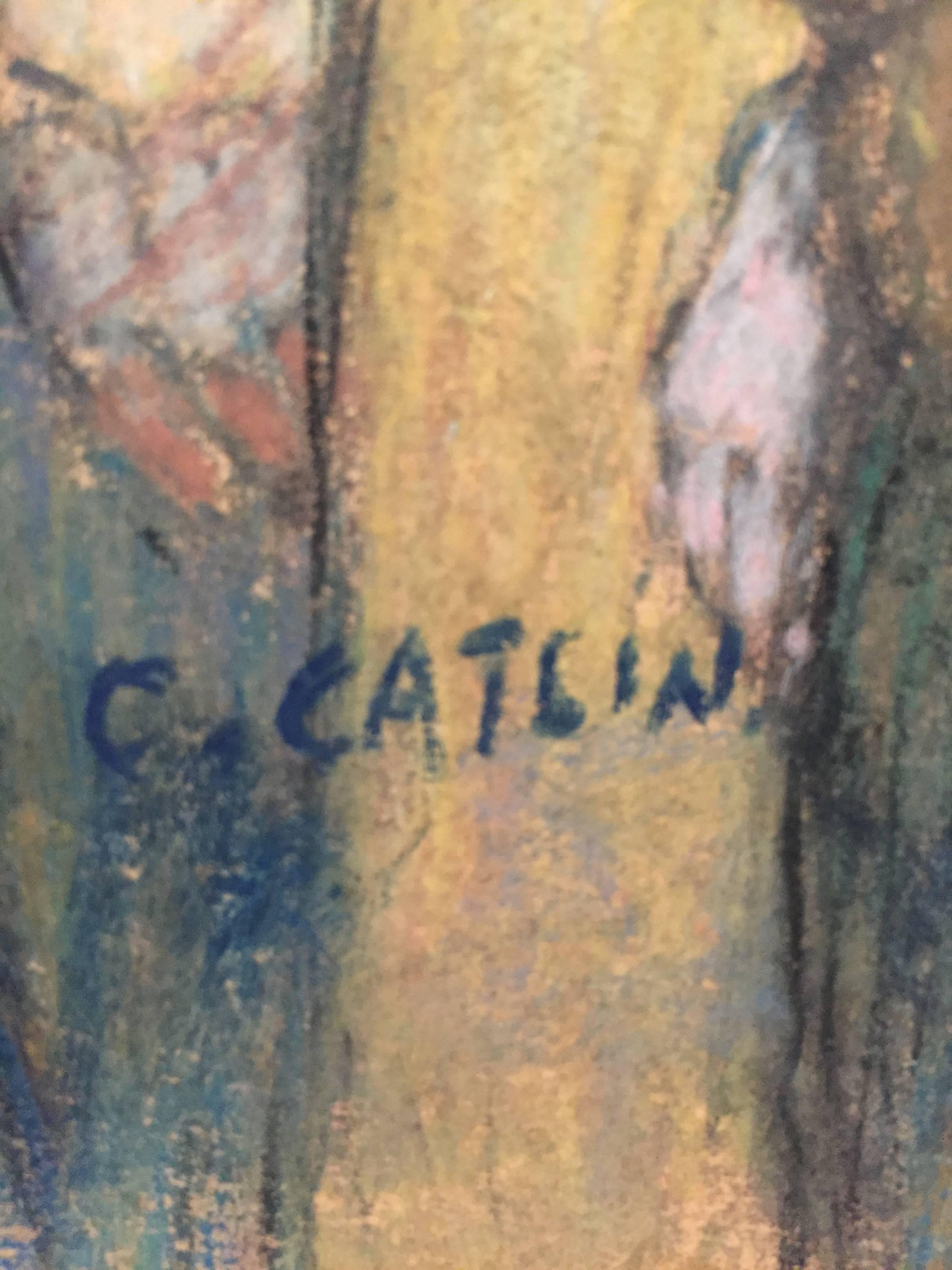 1930s Christopher Henry Herbert Catlin Pastel In Excellent Condition For Sale In Garnerville, NY