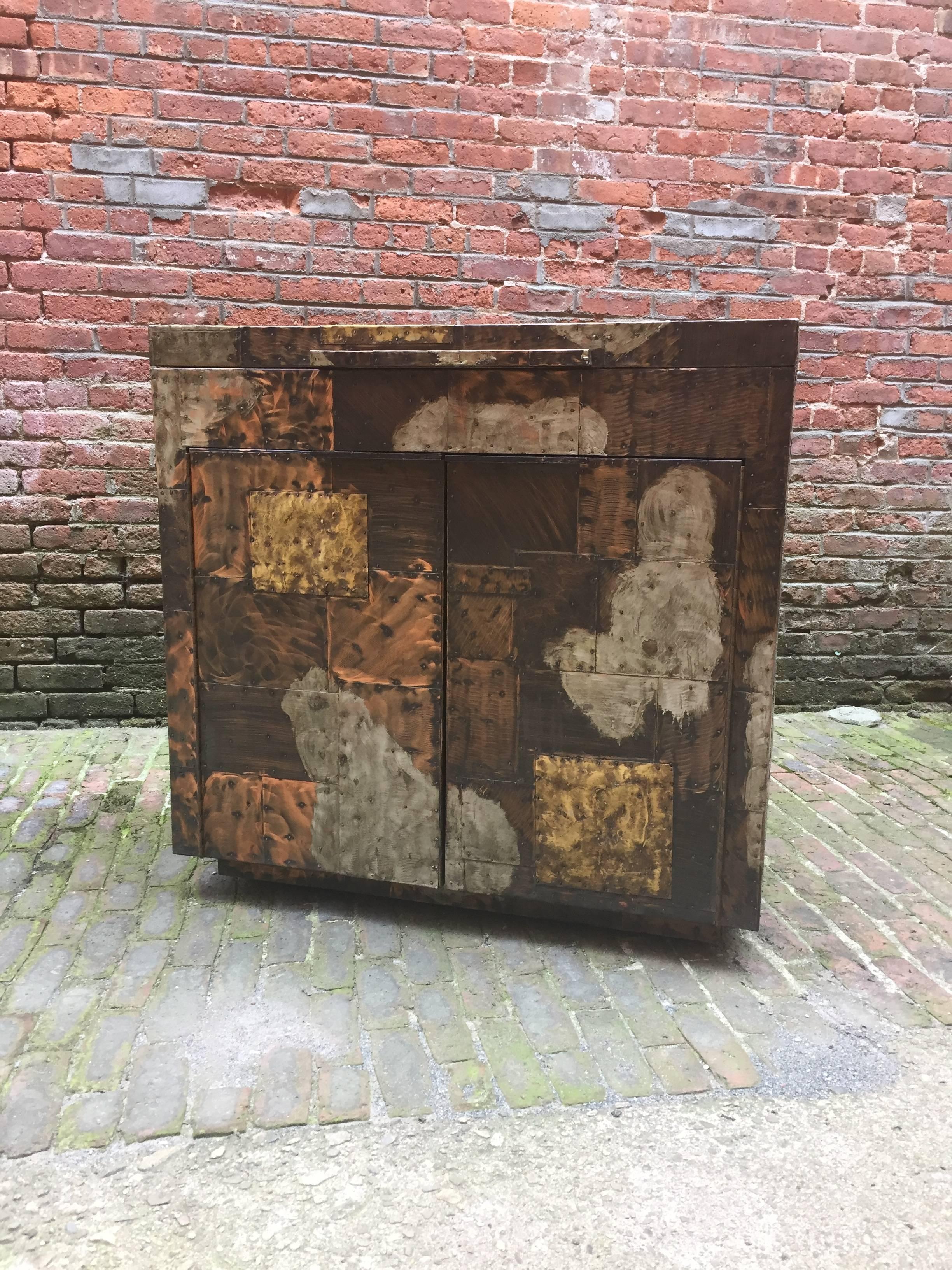 Mid-Century Modern Paul Evans for Directional, 1971 Patchwork Bar Cabinet