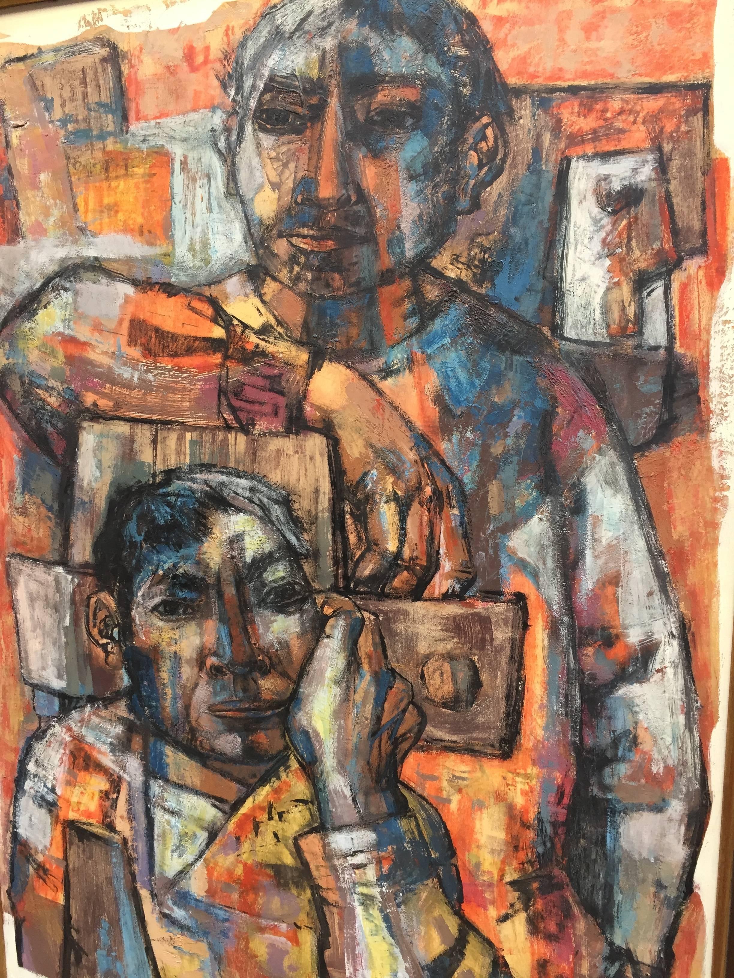 Mid-20th Century Jose Vela Zanetti Painting of Two Mexican Figures