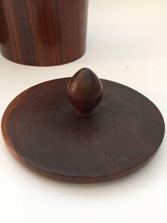 Pair of Exotic Cocobolo Turned Wood Canisters