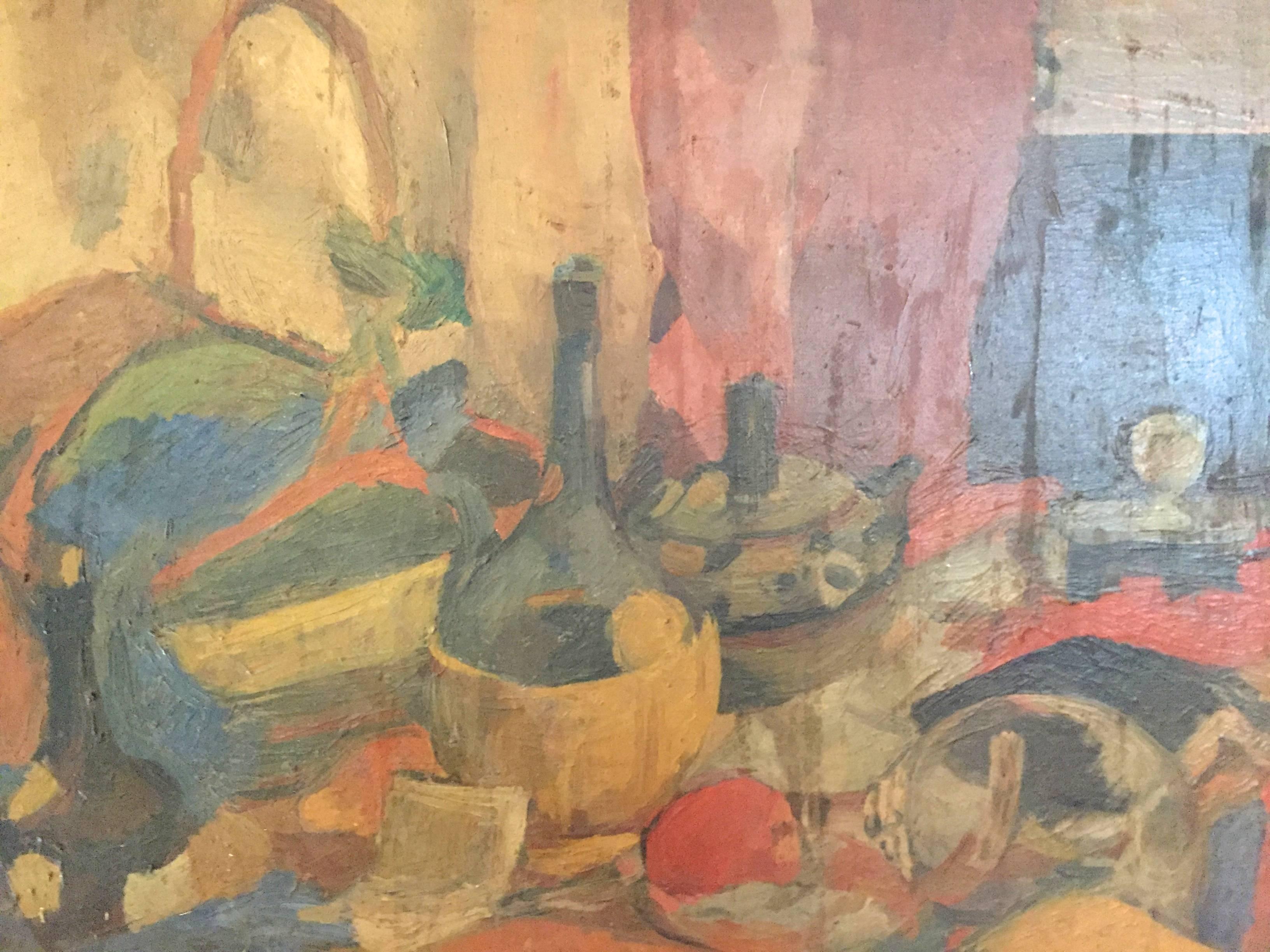 Mid-20th Century H.C. Meyer Oil on Canvas Still Life Painting, 1941