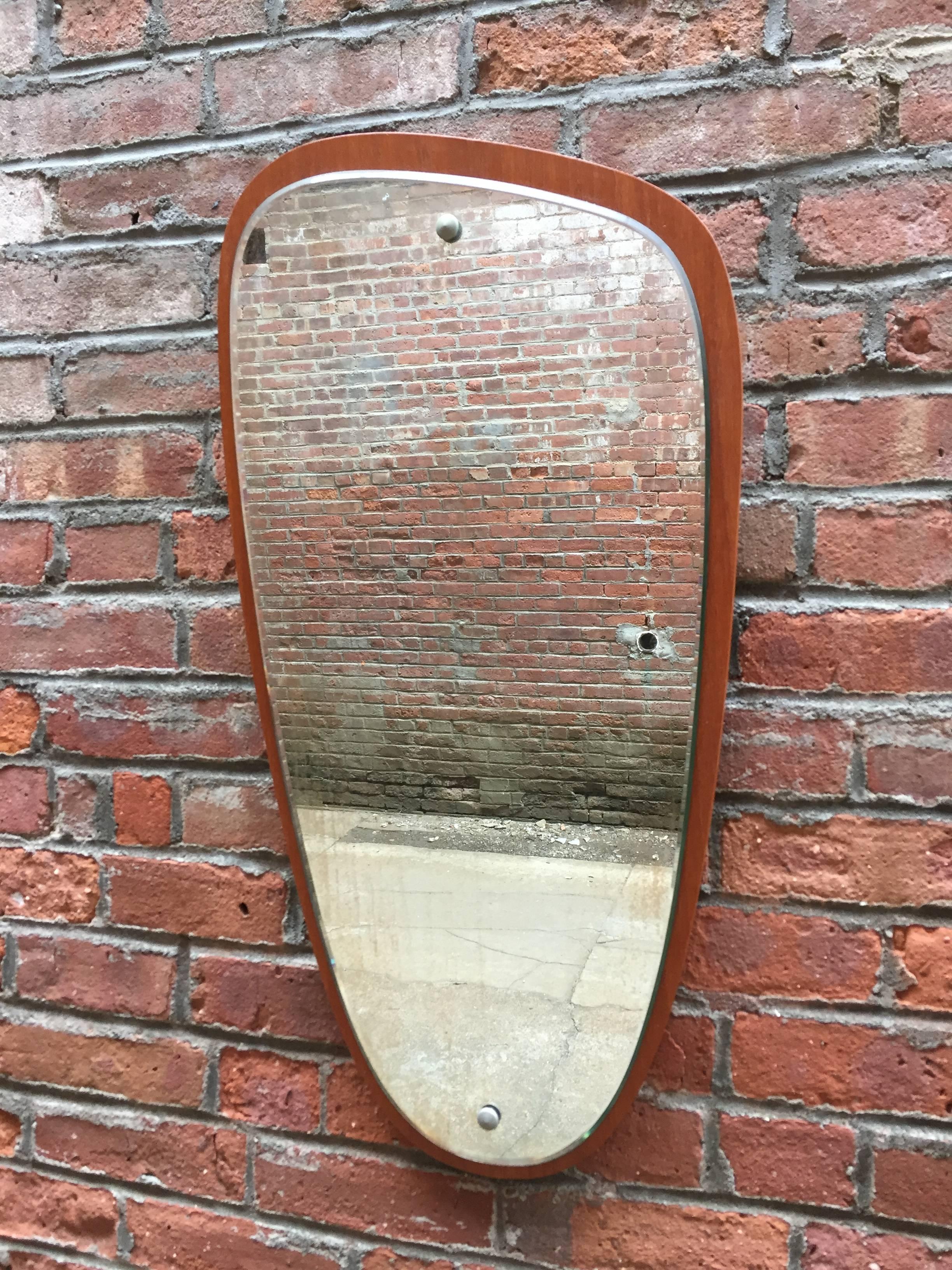 Veneer 1960s Teak Scandinavian Mirror