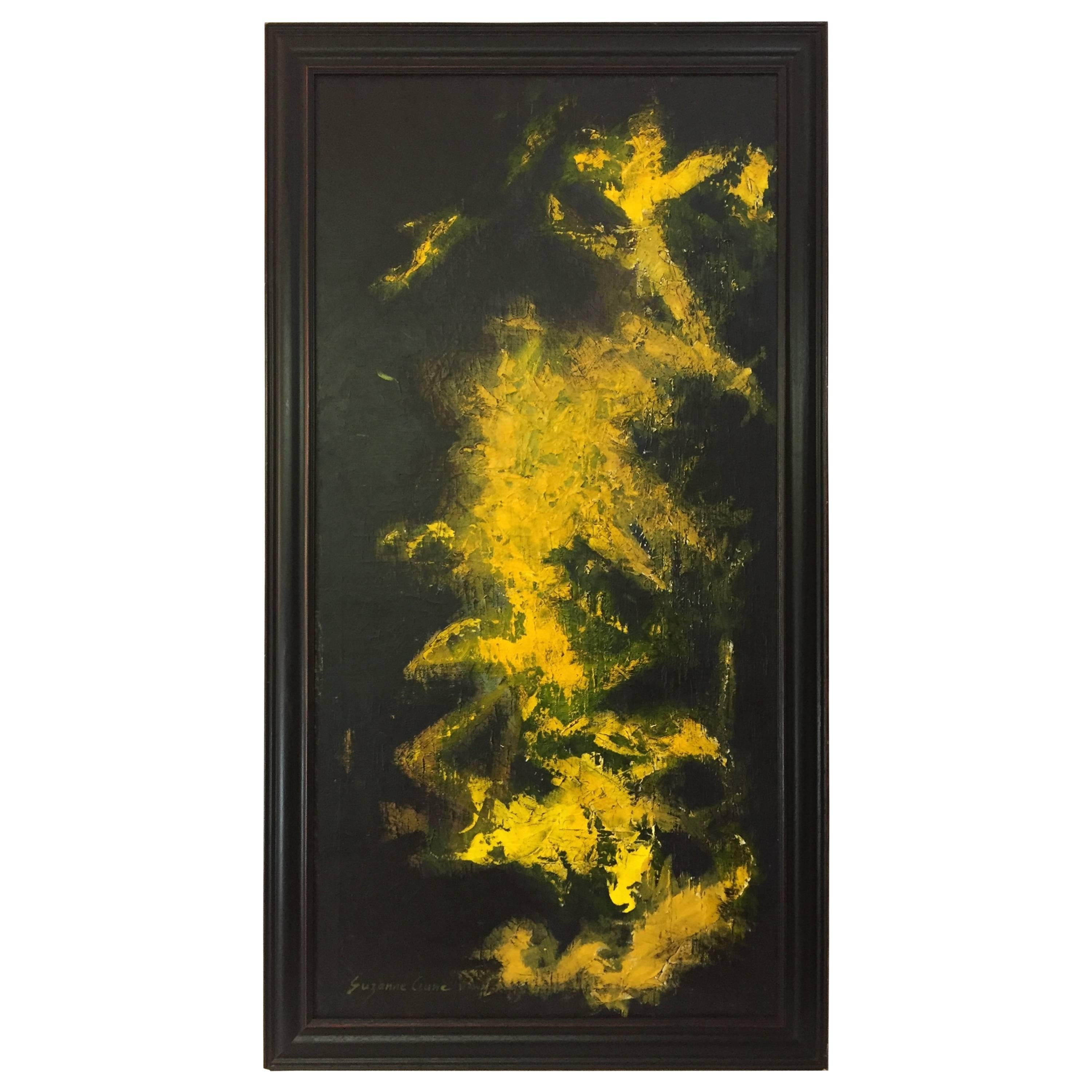 Black and Yellow Abstract Expressionist Painting by Suzanne Clune