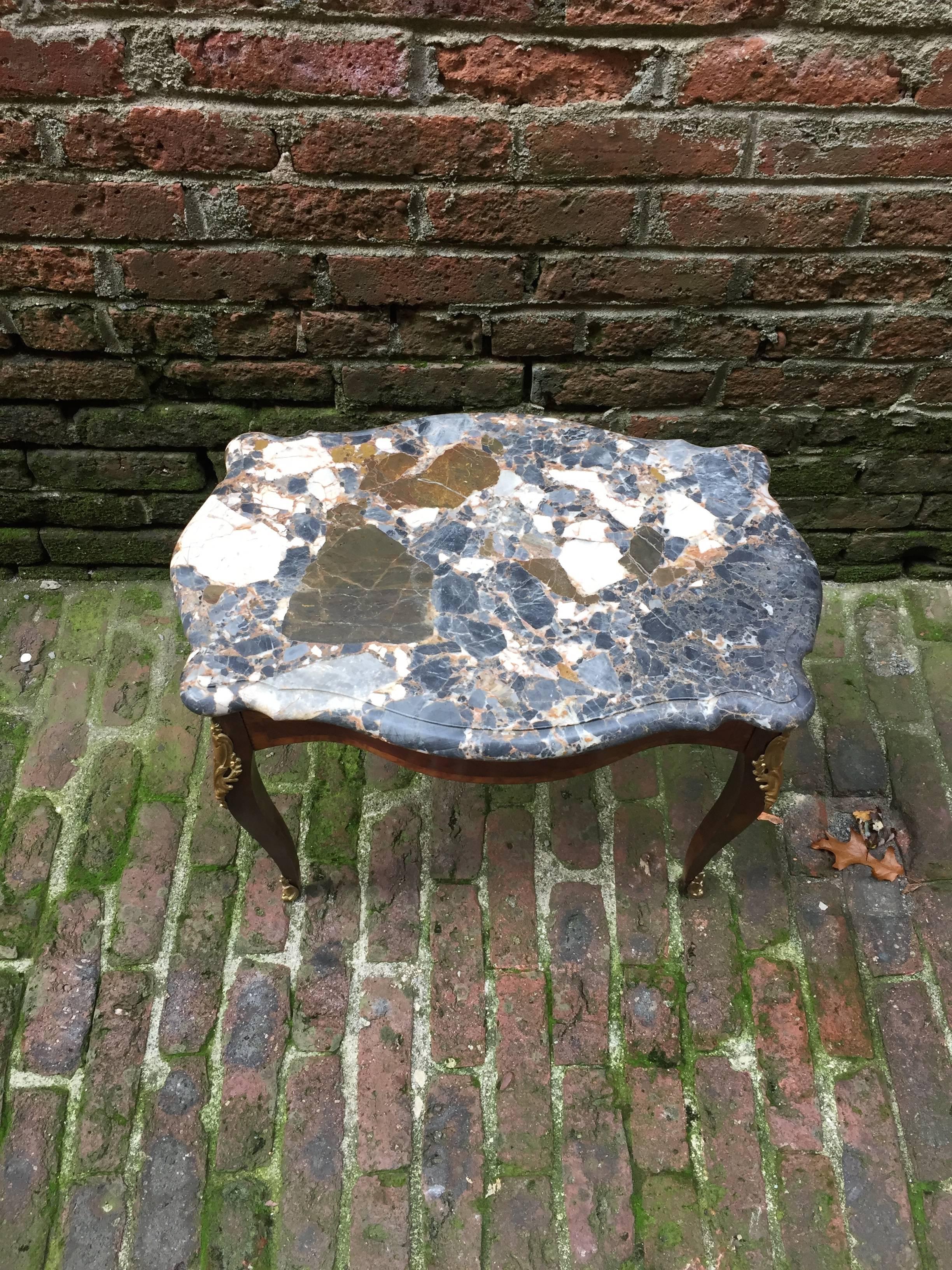 Louis XV Style Turtle Top Breche Marble and Ormolu Stand 4