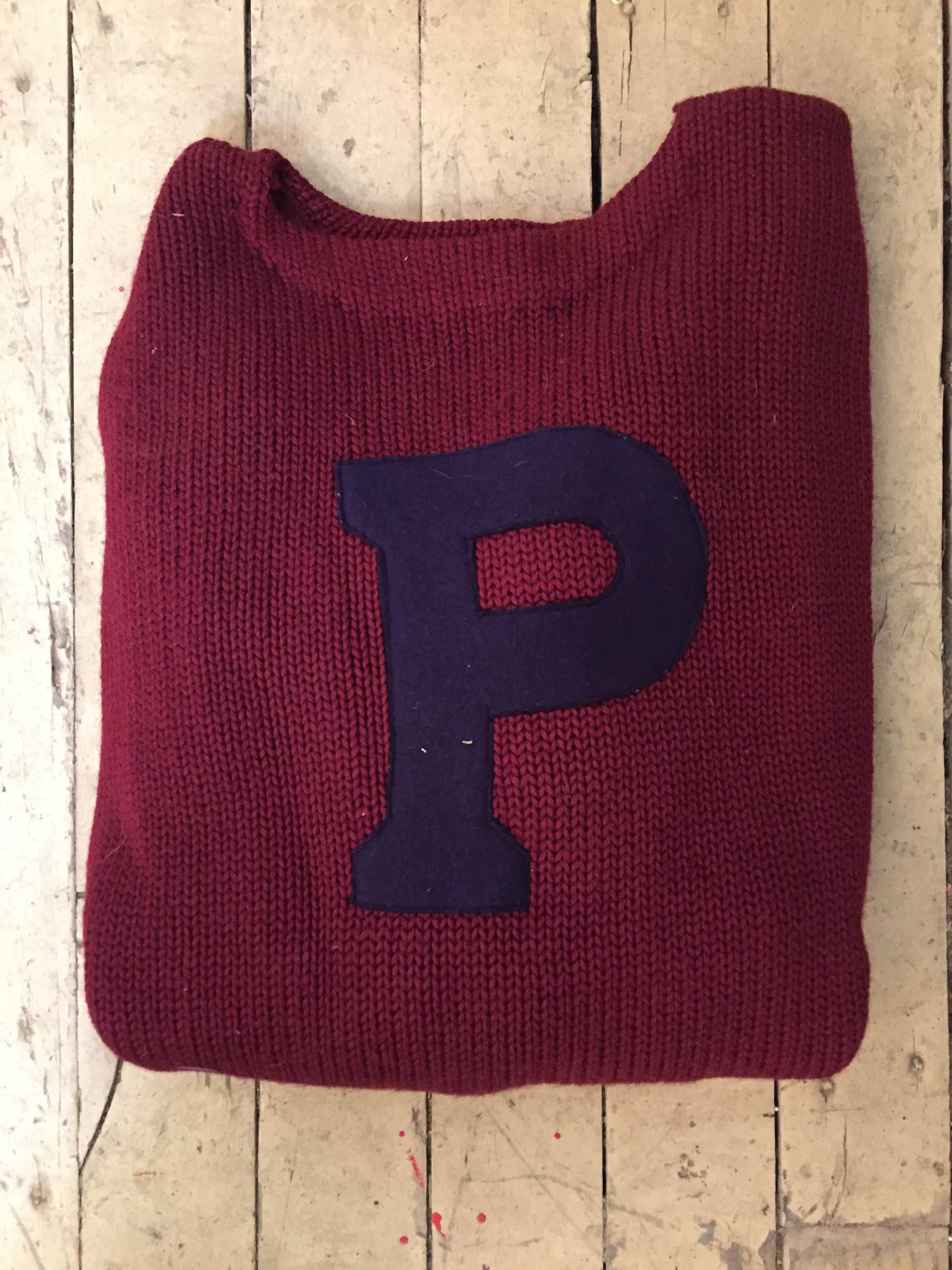 Circa 1930's University of Pennsylvania Letterman Sweater Antique Ivy League Football Memorabilia