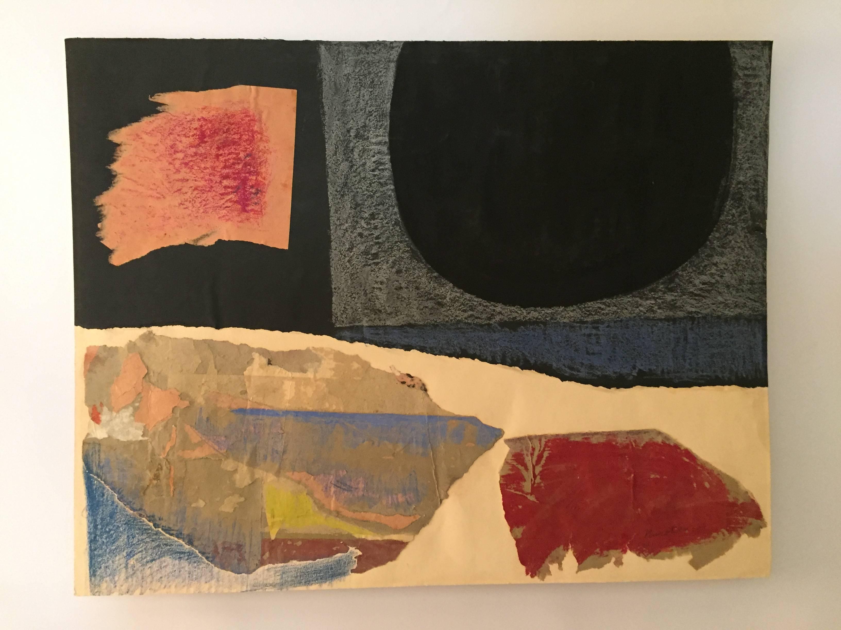 Signed and dated lower right, Norotzky, 56. This wonderful work was purchased from a prominent Mid-town Manhattan estate. Unframed and unmounted. It's in very good original condition. The artist has rendered this abstract piece with paper,