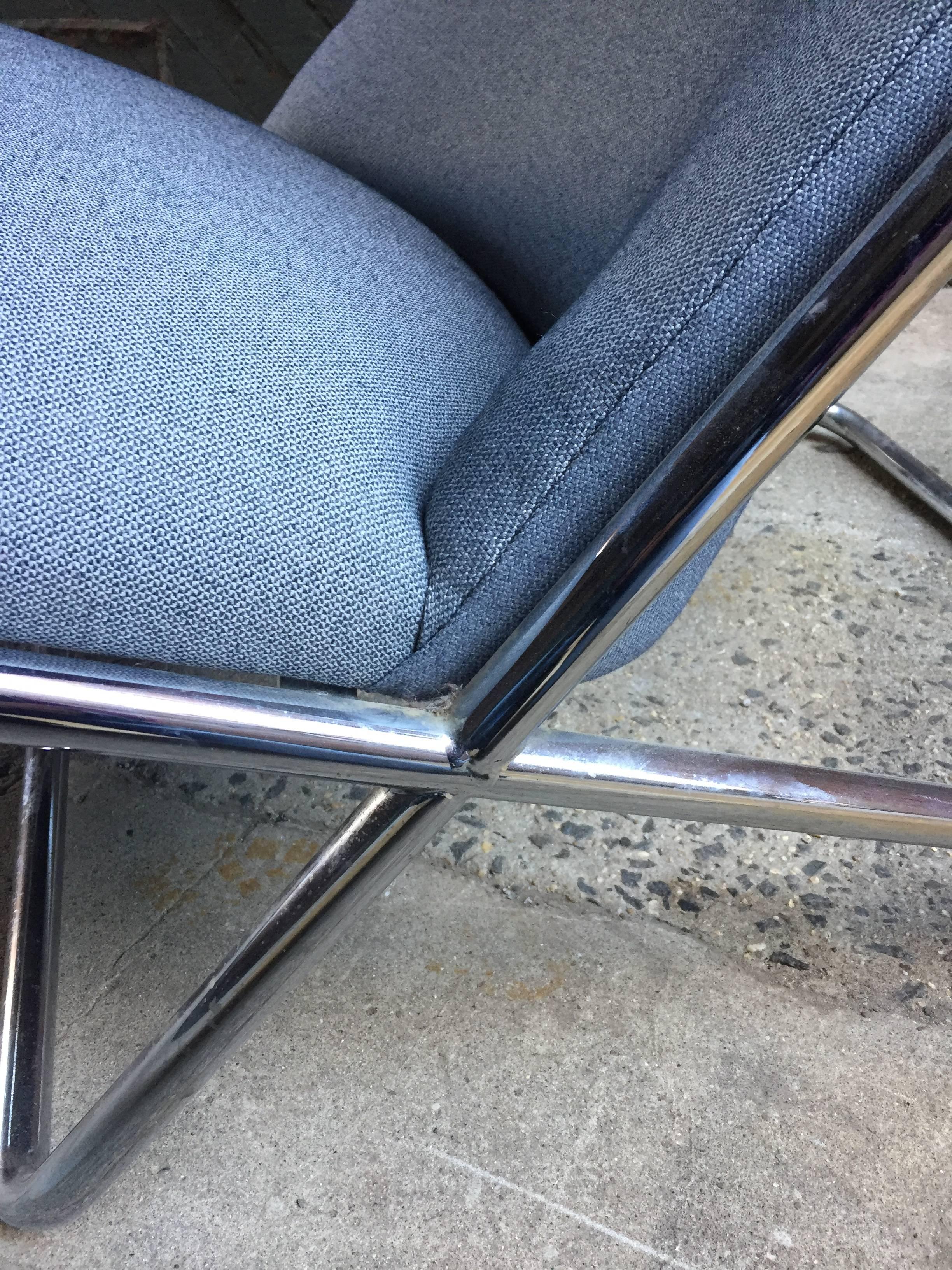 Mid-Century Modern Ward Bennett for Brickel Associates Chrome Scissor Chair
