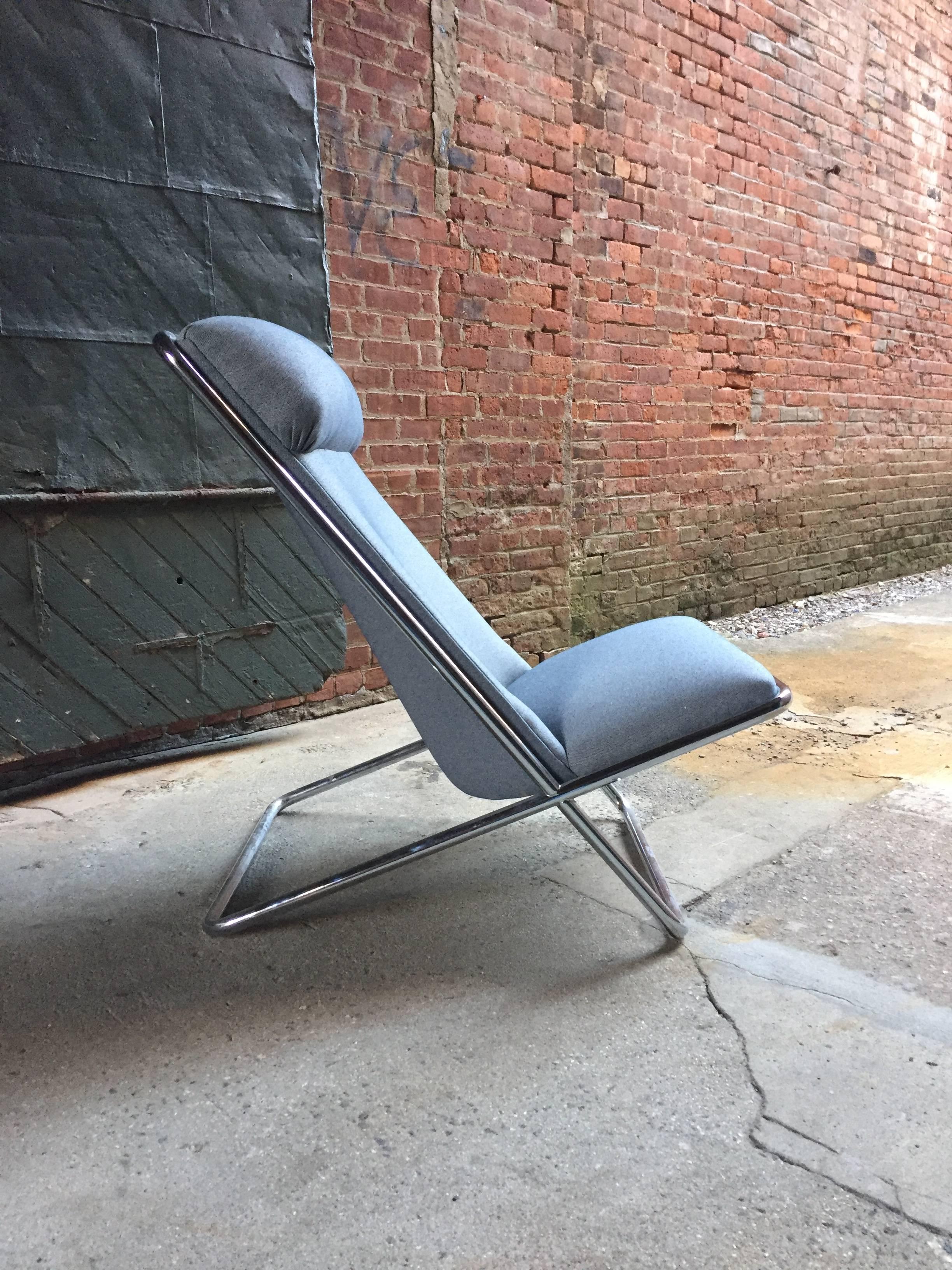 Plated Ward Bennett for Brickel Associates Chrome Scissor Chair
