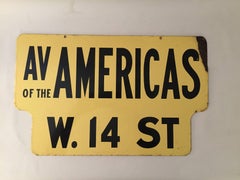 Old New York 1950s Porcelain Enamel 6th Avenue and West 14th Street Sign