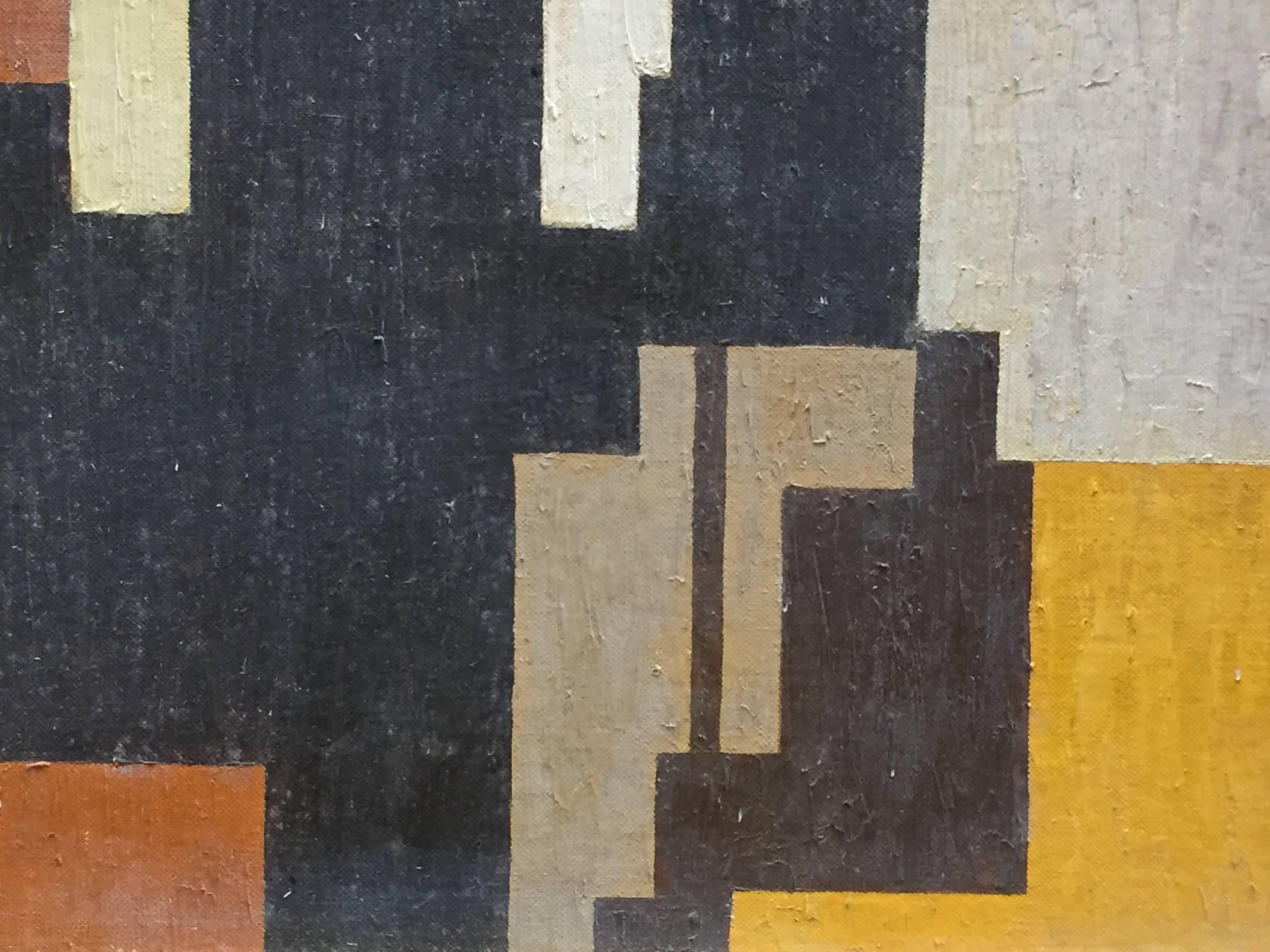 Mid-20th Century 1950s Geometric Cityscape RKM