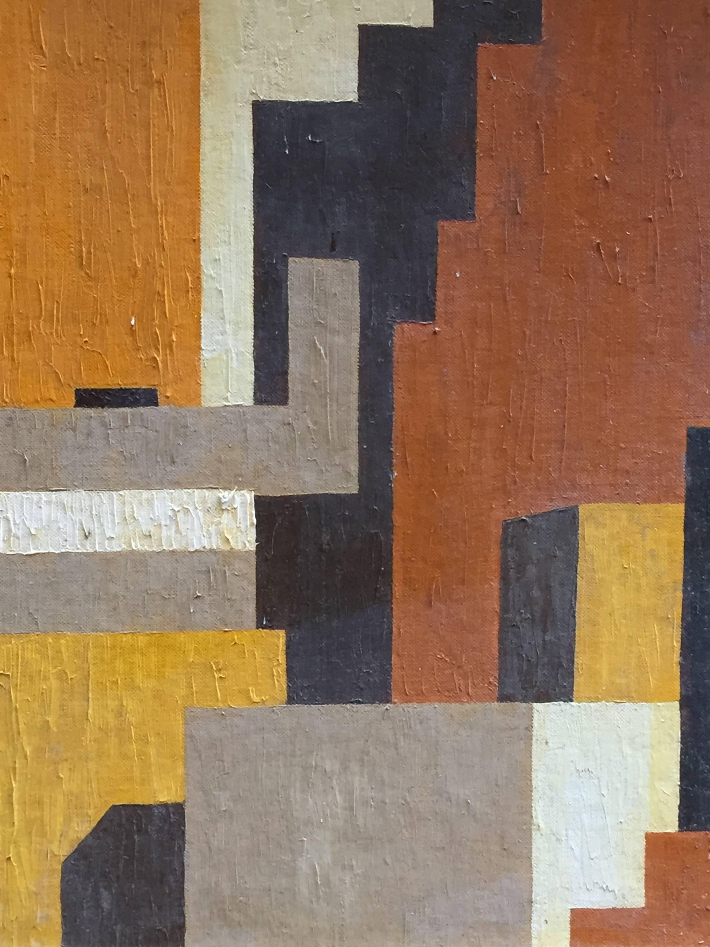 Canvas 1950s Geometric Cityscape RKM