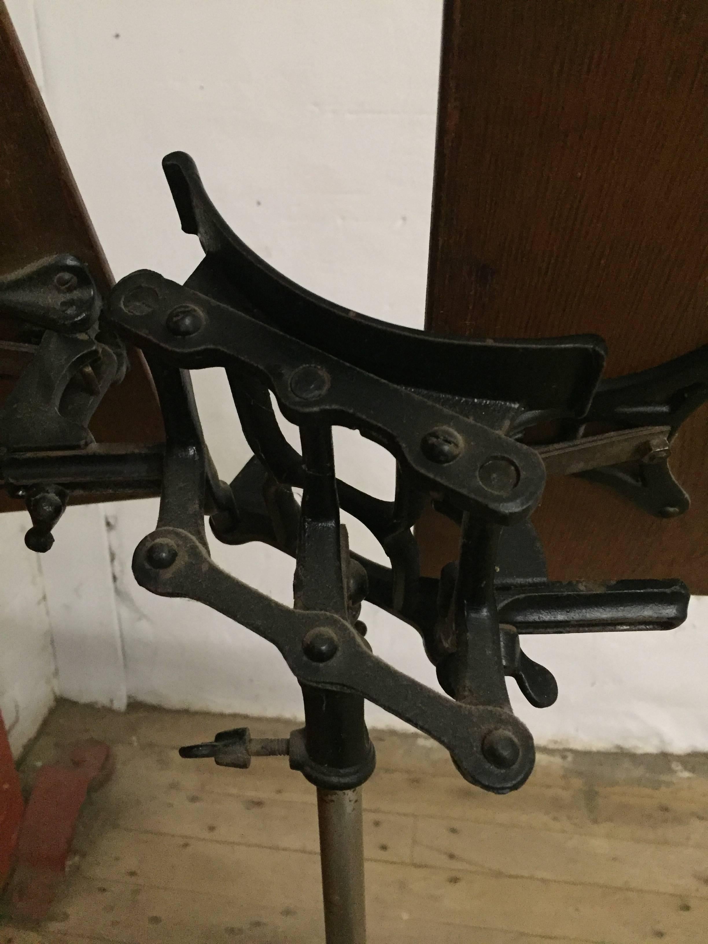Early Iron and Oak Adjustable Book Stand In Good Condition In Garnerville, NY