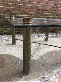 Faux Brass Bamboo and Glass Coffee Table