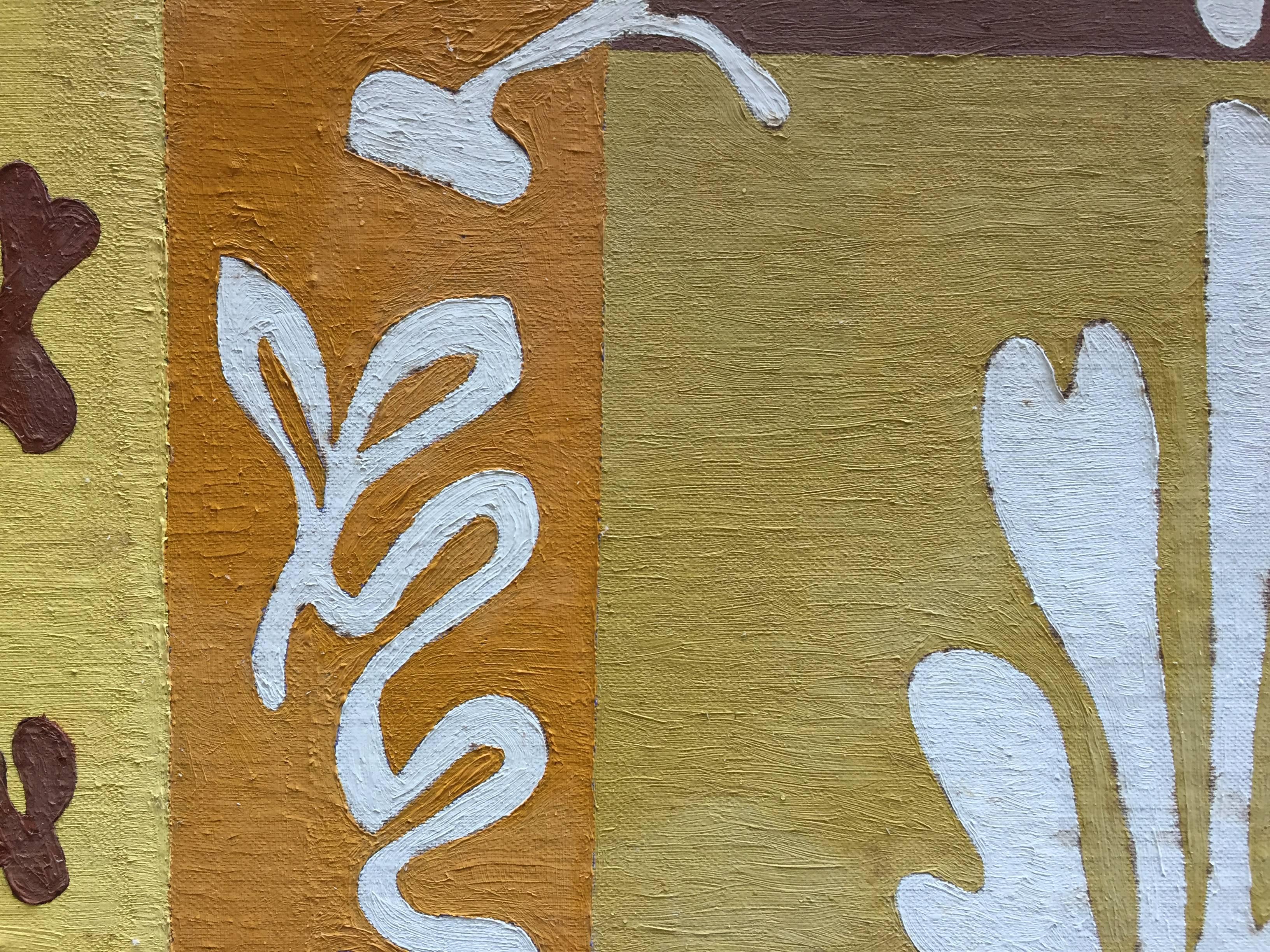 Pintura de hojas de los años 50 inspirada en Matisse Pintado a mano en venta