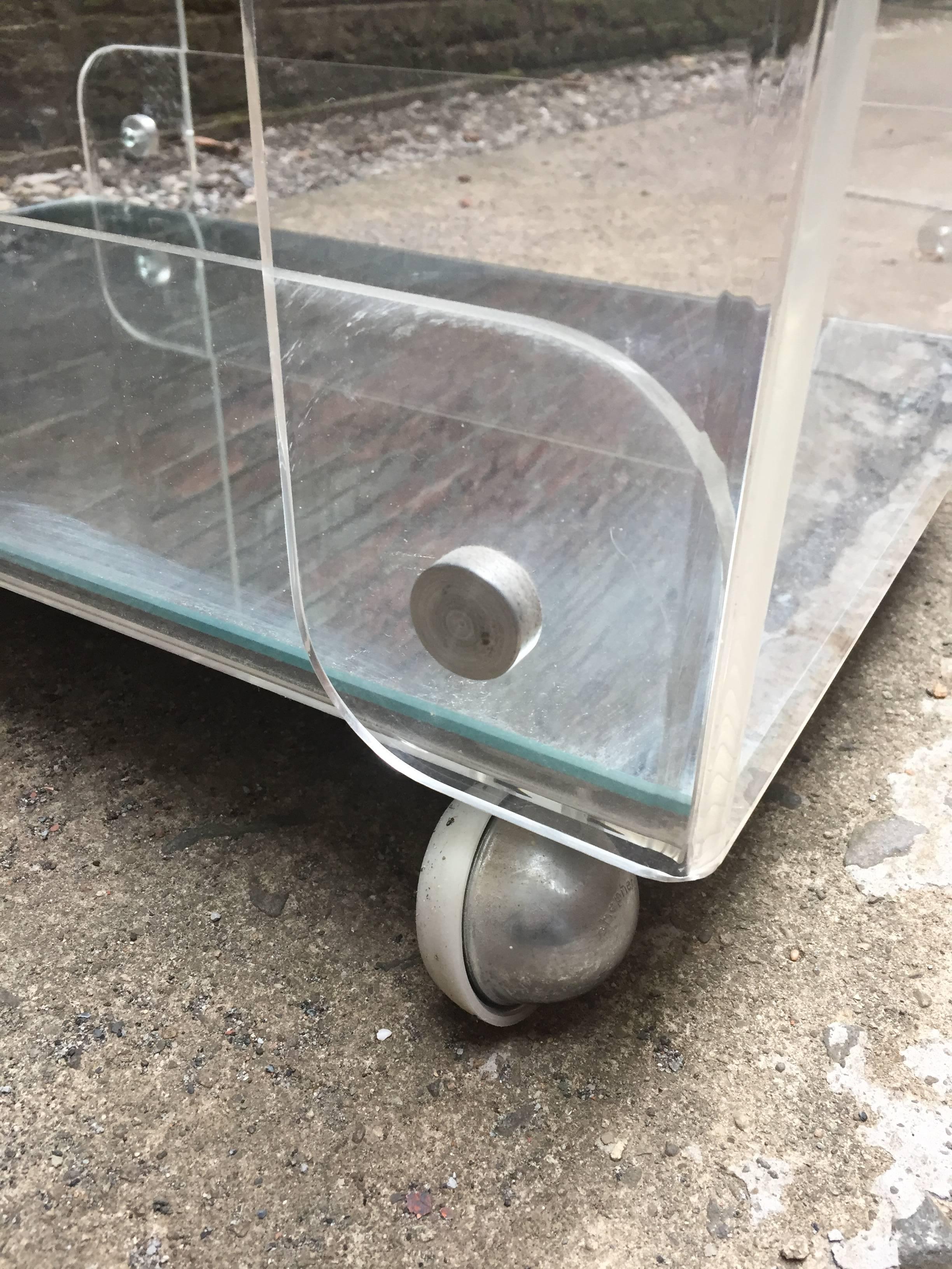 1970s Lucite and Chrome Bar Cart 1