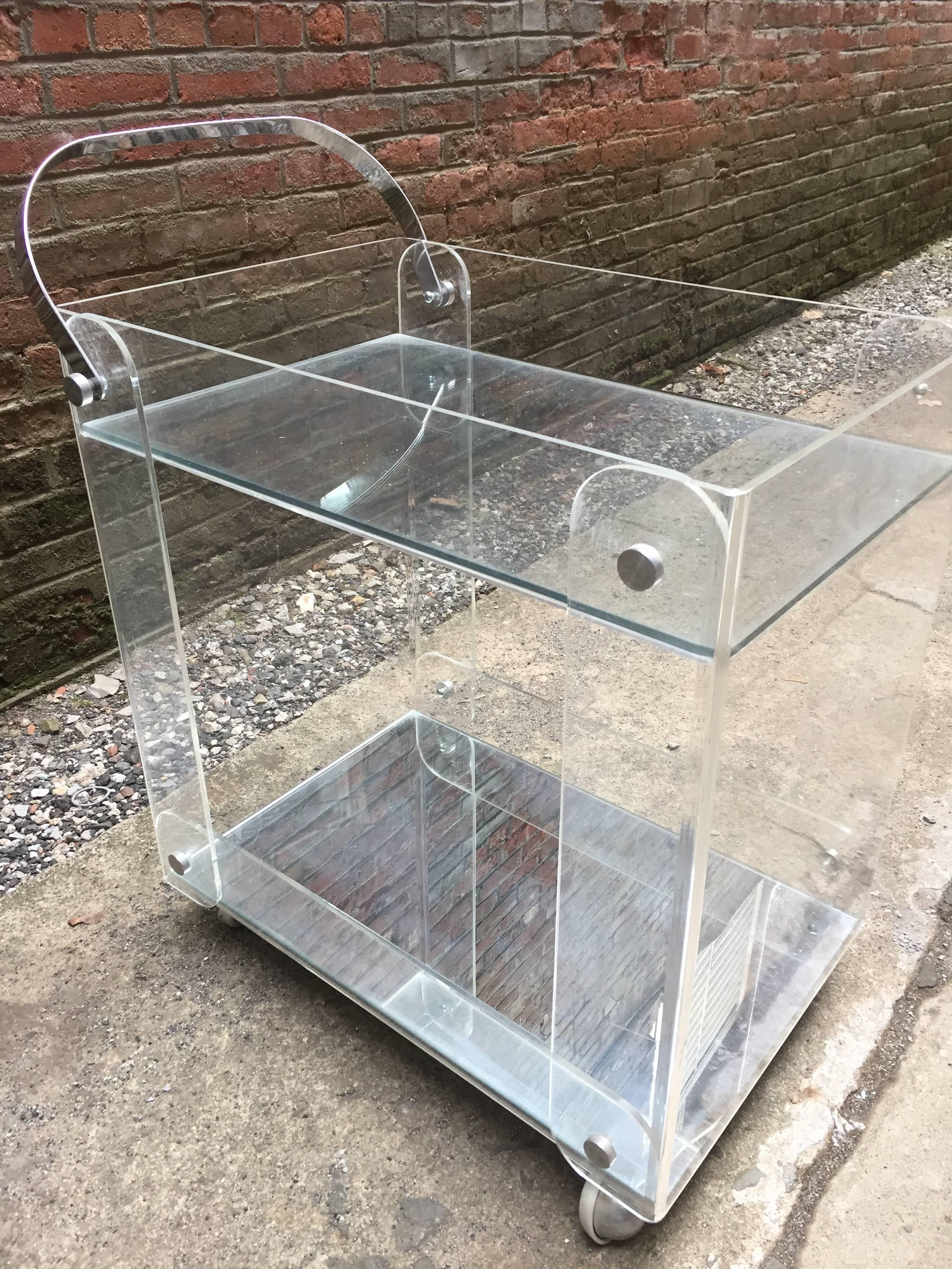 1970s Lucite and Chrome Bar Cart 2