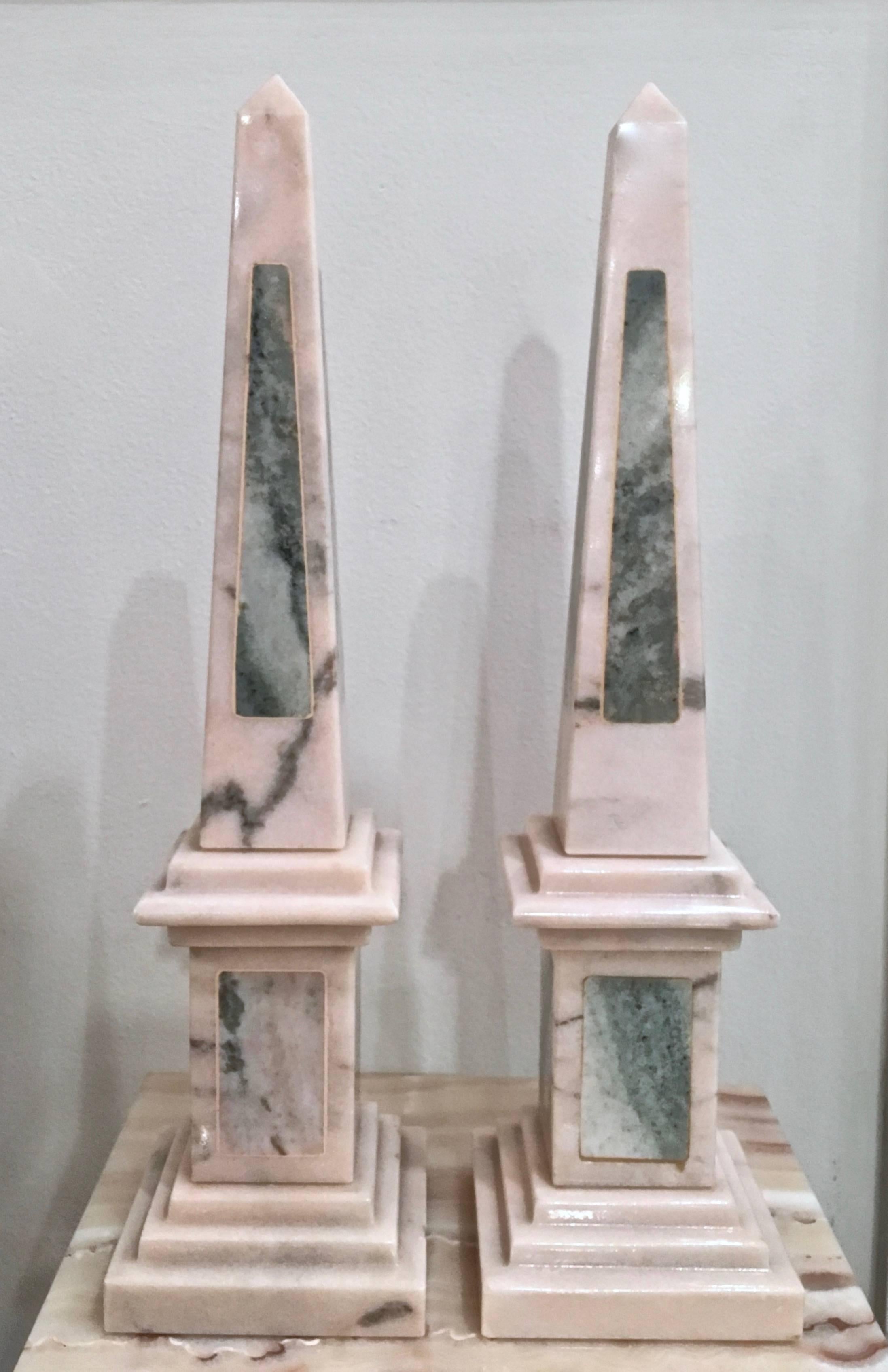 Polished Set of Three Italian Marble Obelisks, by Lorin Marsh