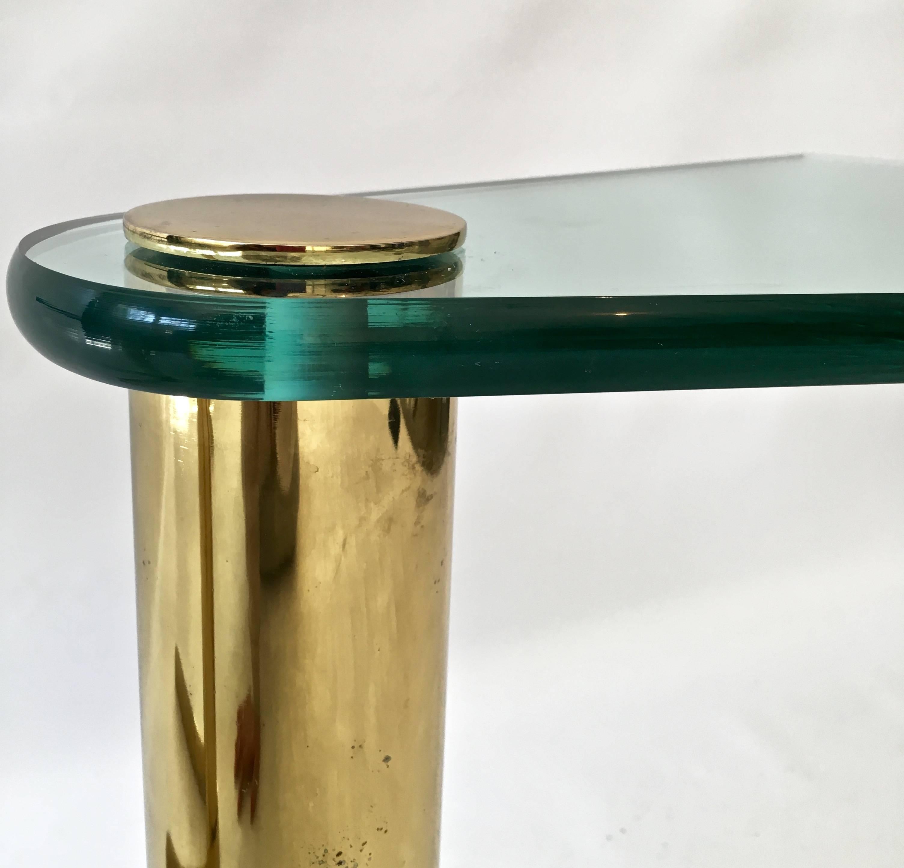 Pair of Brass and Glass Side or Drinks Tables by Pace Collection In Excellent Condition In Stamford, CT