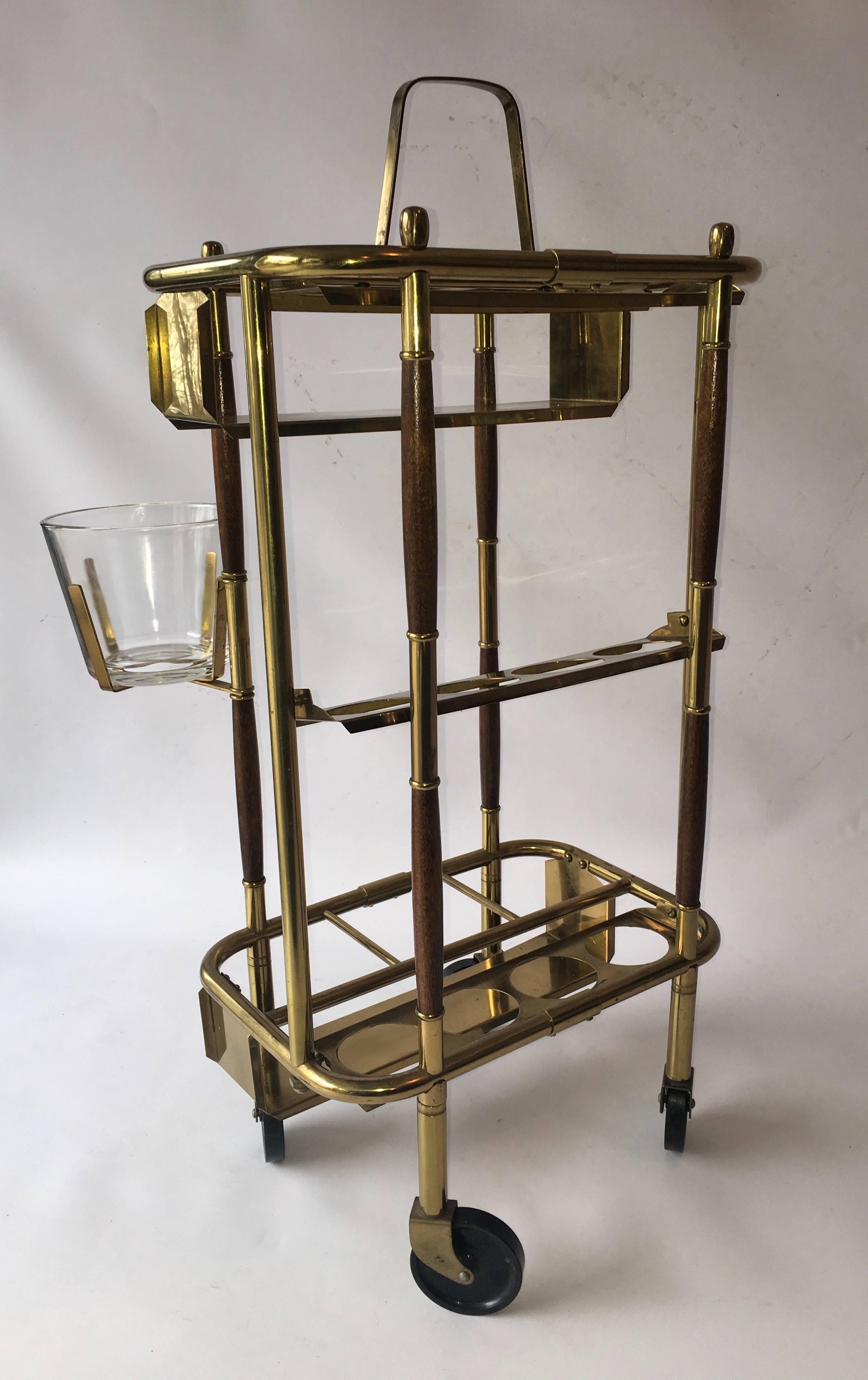 serving bar cart with ice bucket