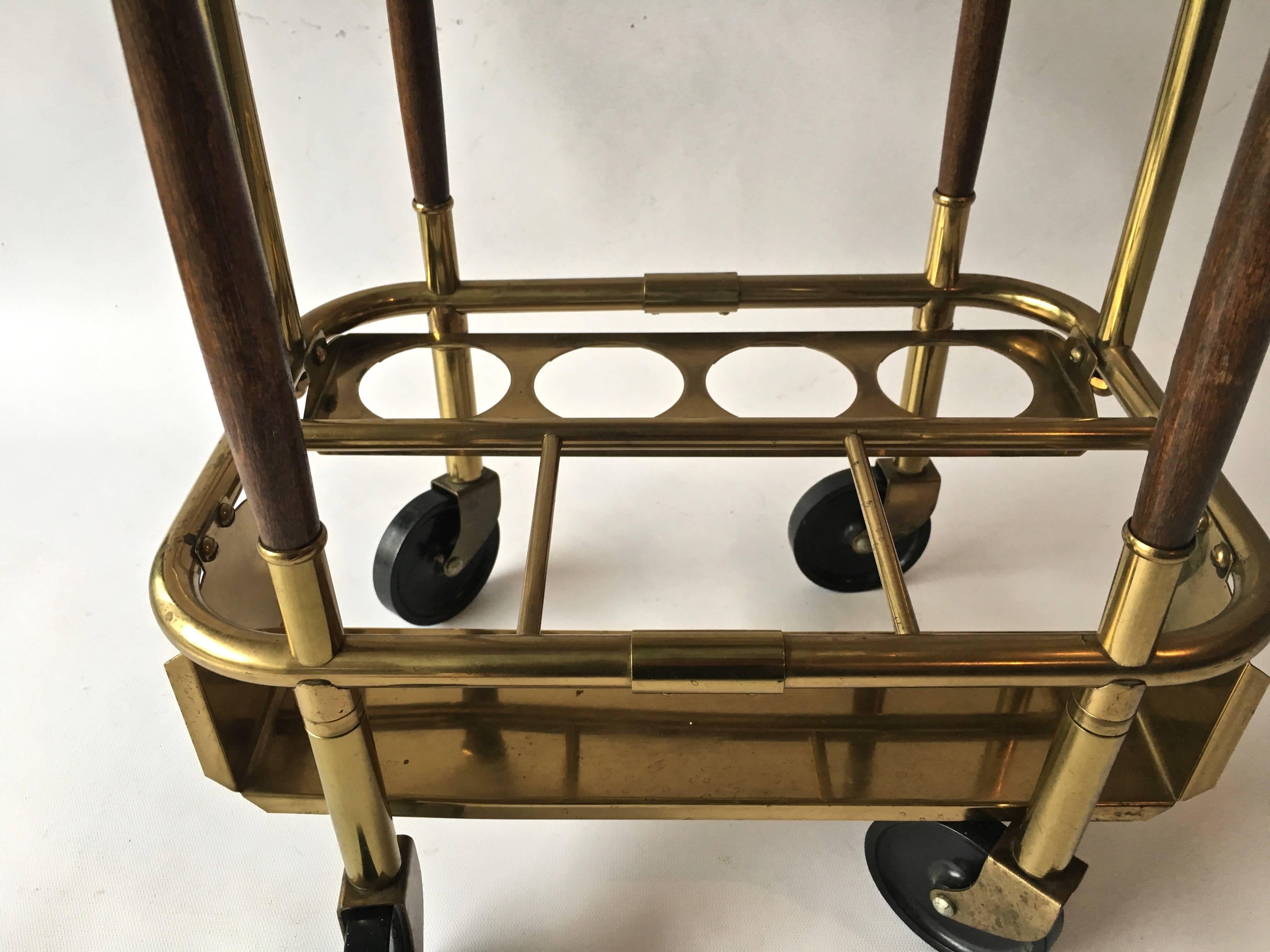 Mid-Century Italian Bar Cart, with Ice Bucket, Attributed to Cesare Lacca 1