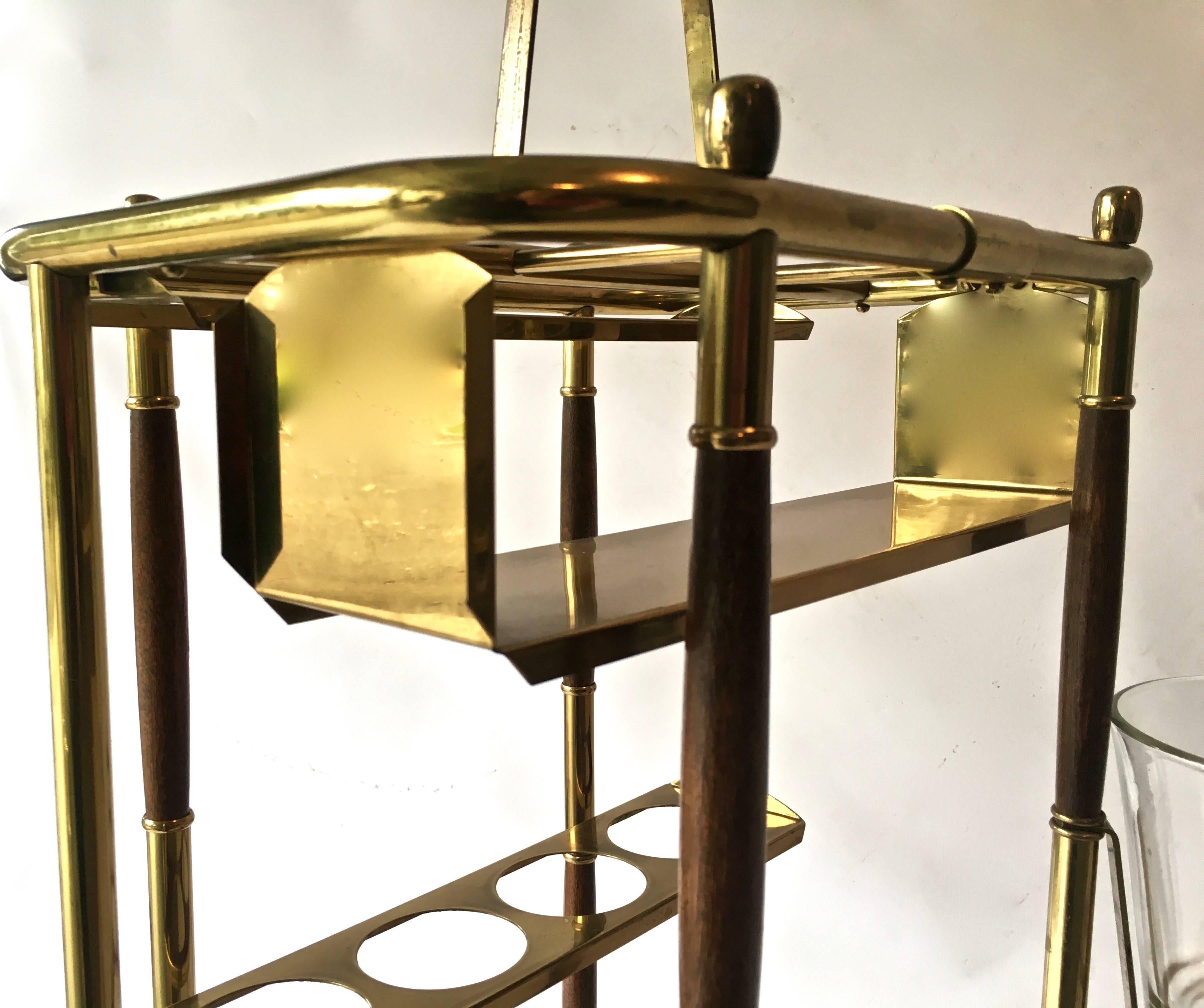 Mid-20th Century Mid-Century Italian Bar Cart, with Ice Bucket, Attributed to Cesare Lacca