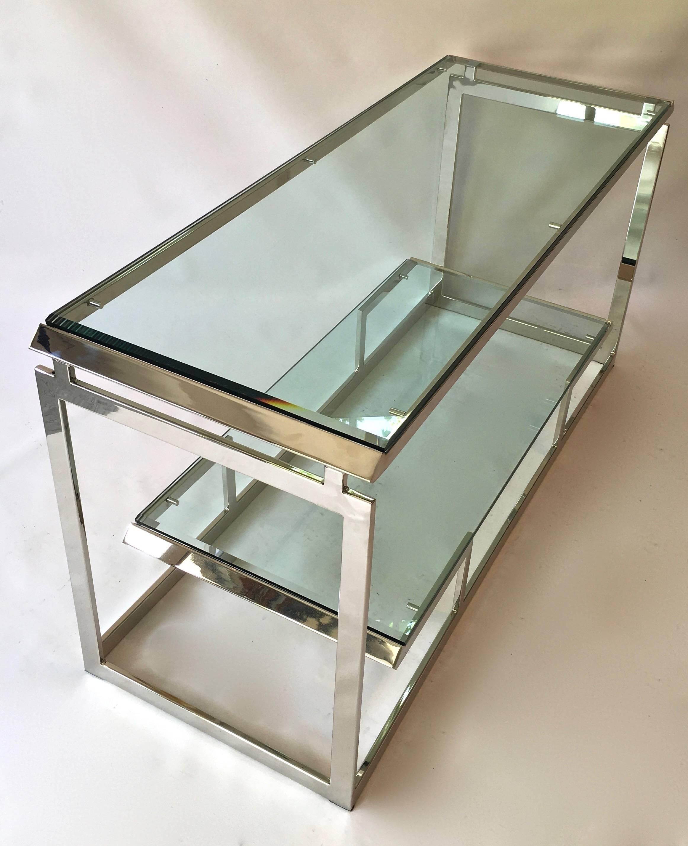 Mid-Century Modern Mid Century Modern Chrome and Glass Console Table, Manner of Milo Baughman 