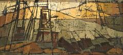 Cubist Modern Abstract Oil on Board Painting, Signed by Artist