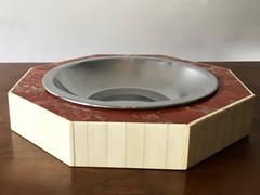 Monumental Red Marble, Bone and Decorative Tabletop Dish by Jonson and Ma