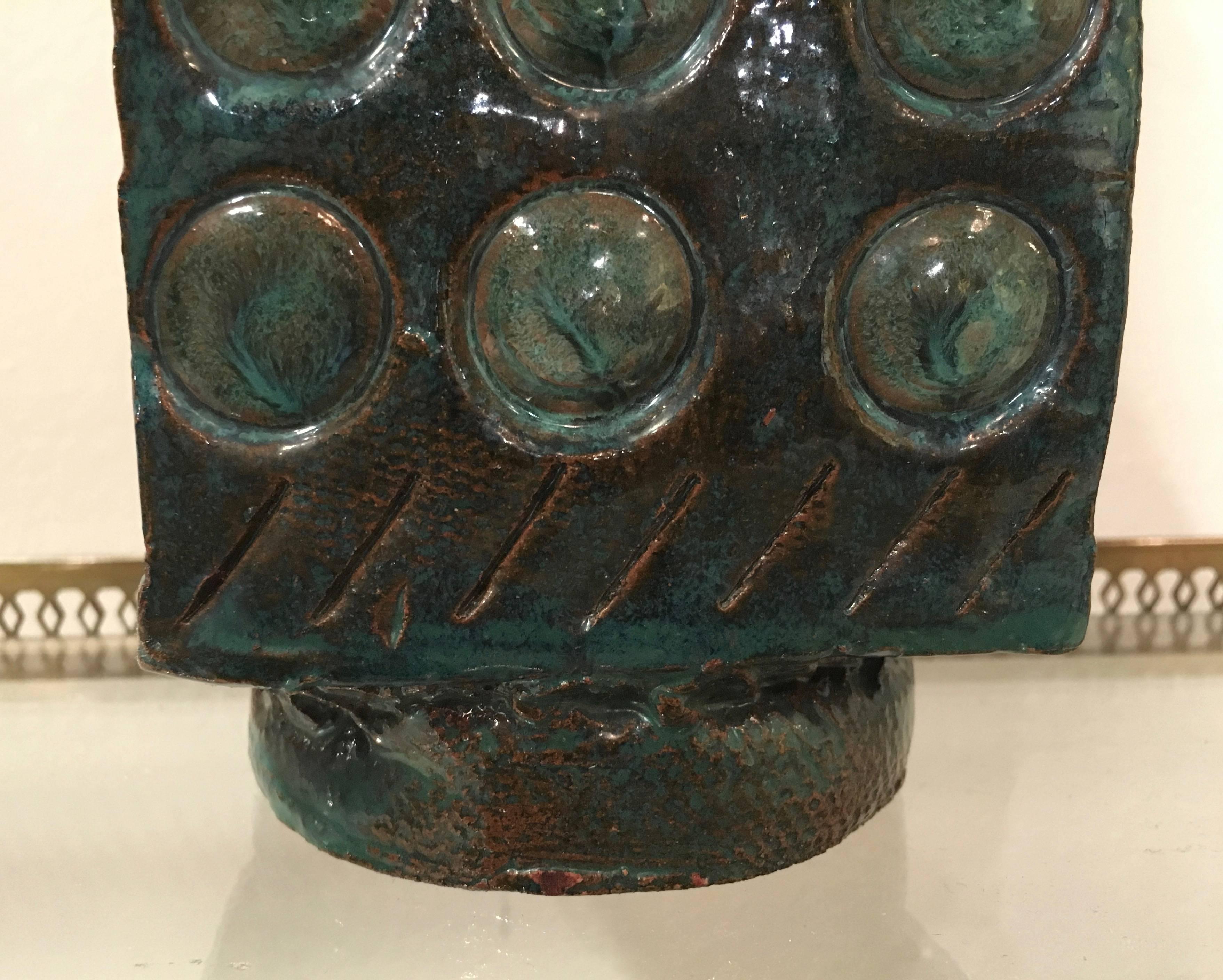 Mid-Century Sculptural Abstract Glazed Pottery Vase 1