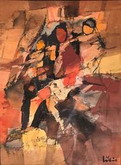 Abstract Watercolor Painting, Signed by Listed Artist Stefan Lokos