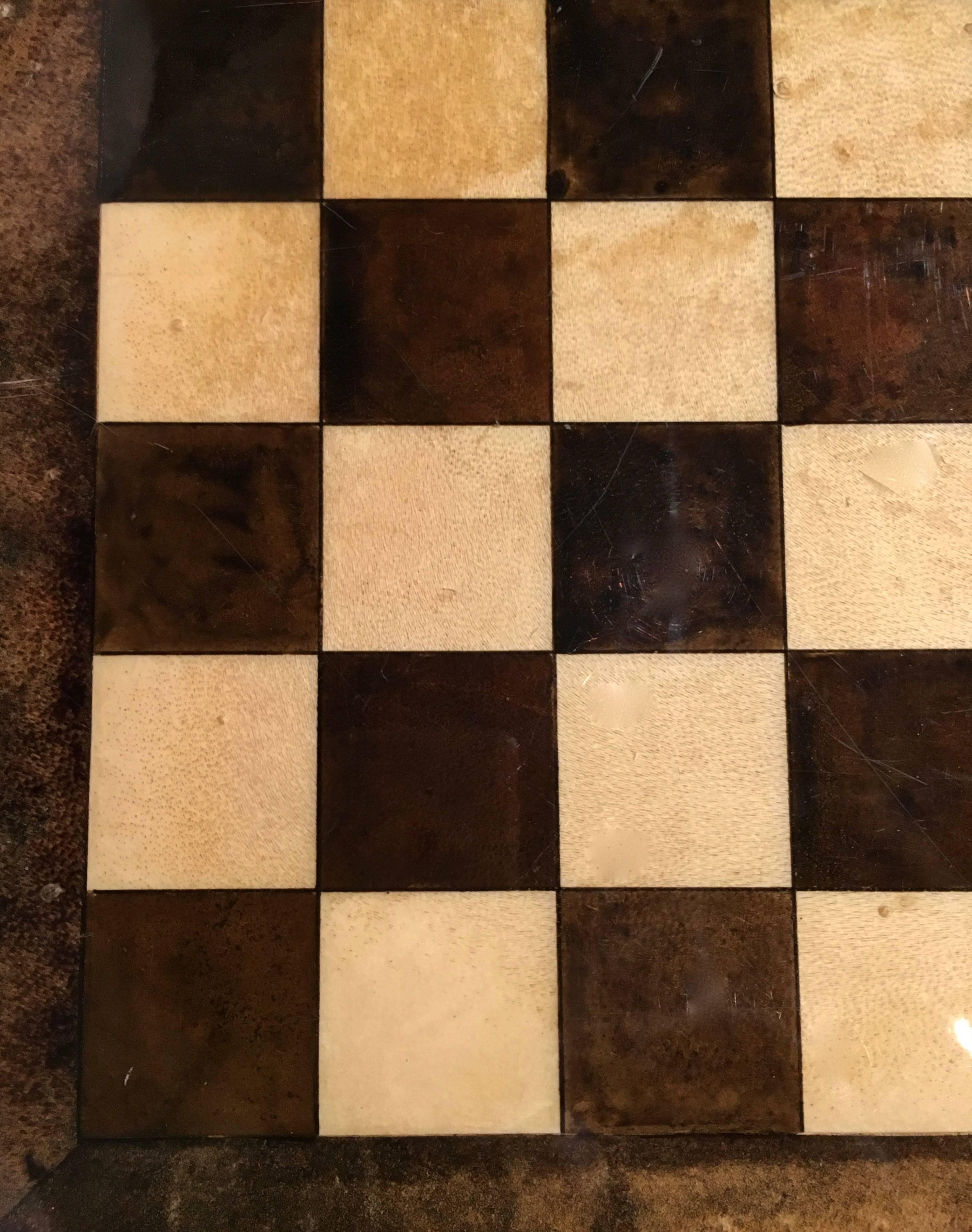 Mid-Century Modern Aldo Tura Lacquered Goatskin Chessboard For Sale