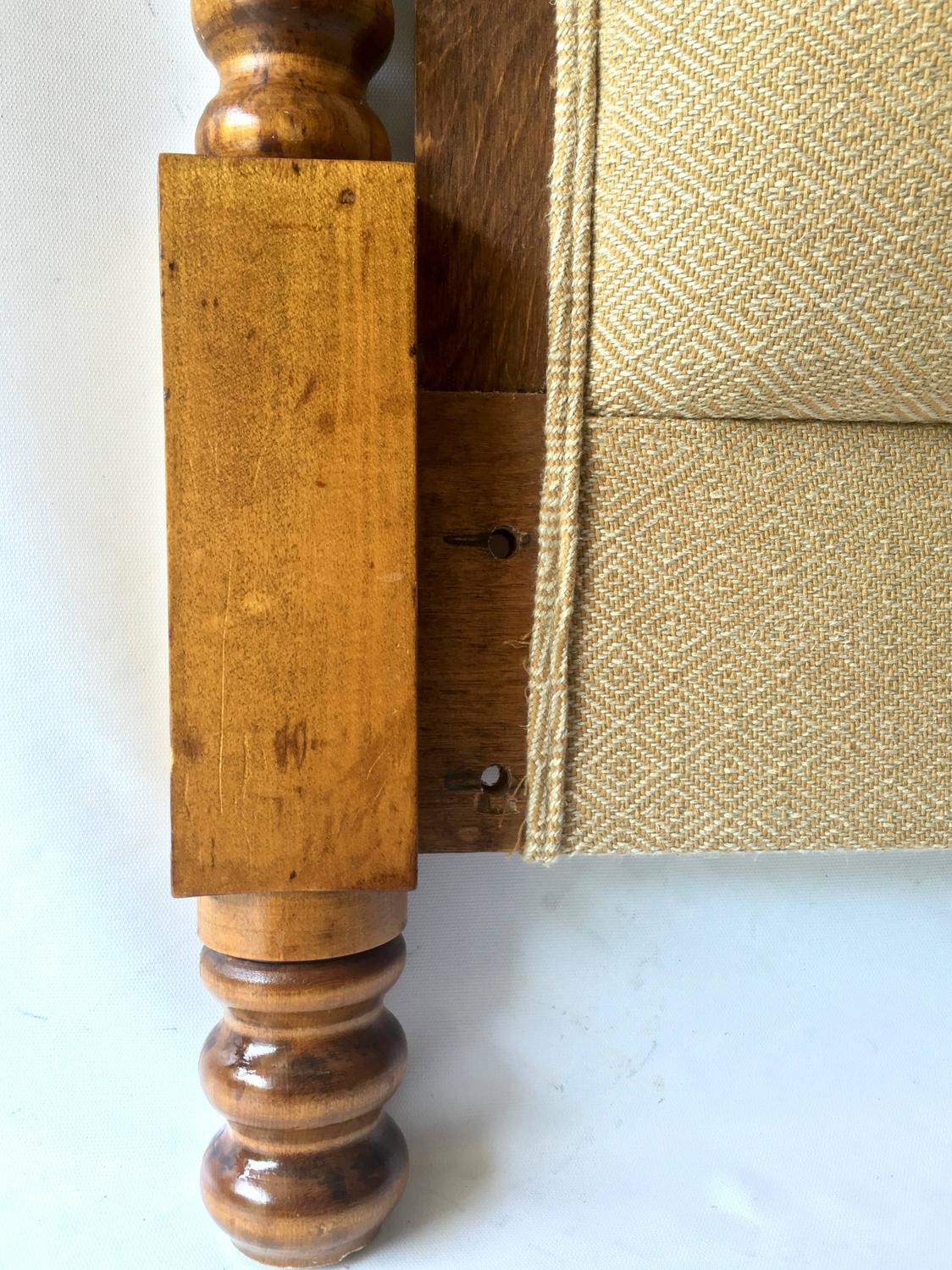 Queen Headboard, Turned Wooden Legs, Custom Upholstered at 1stdibs