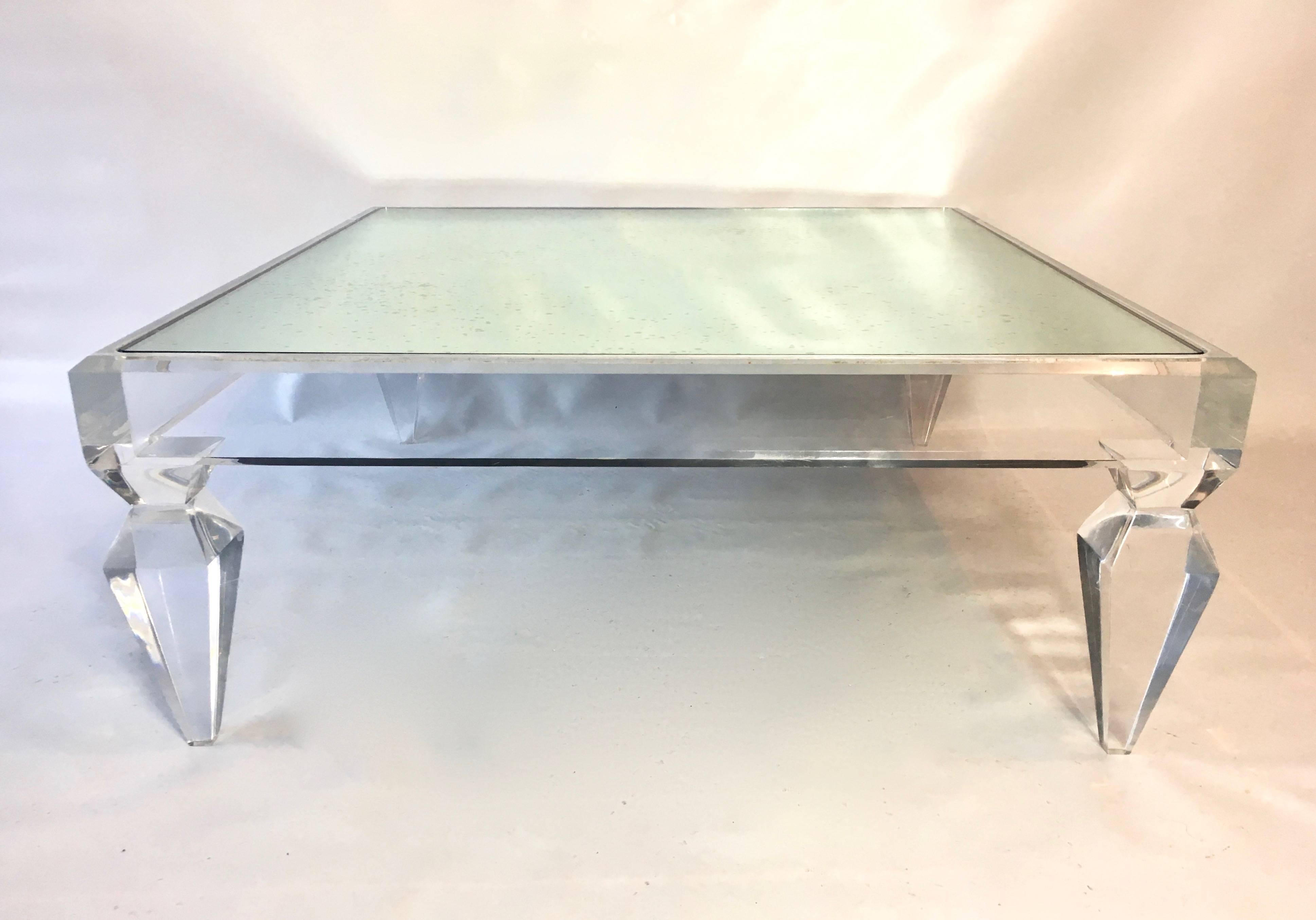Mid-Century Modern Avenire Lucite and Mirror Coffee Table, by Craig Van Den Brulle