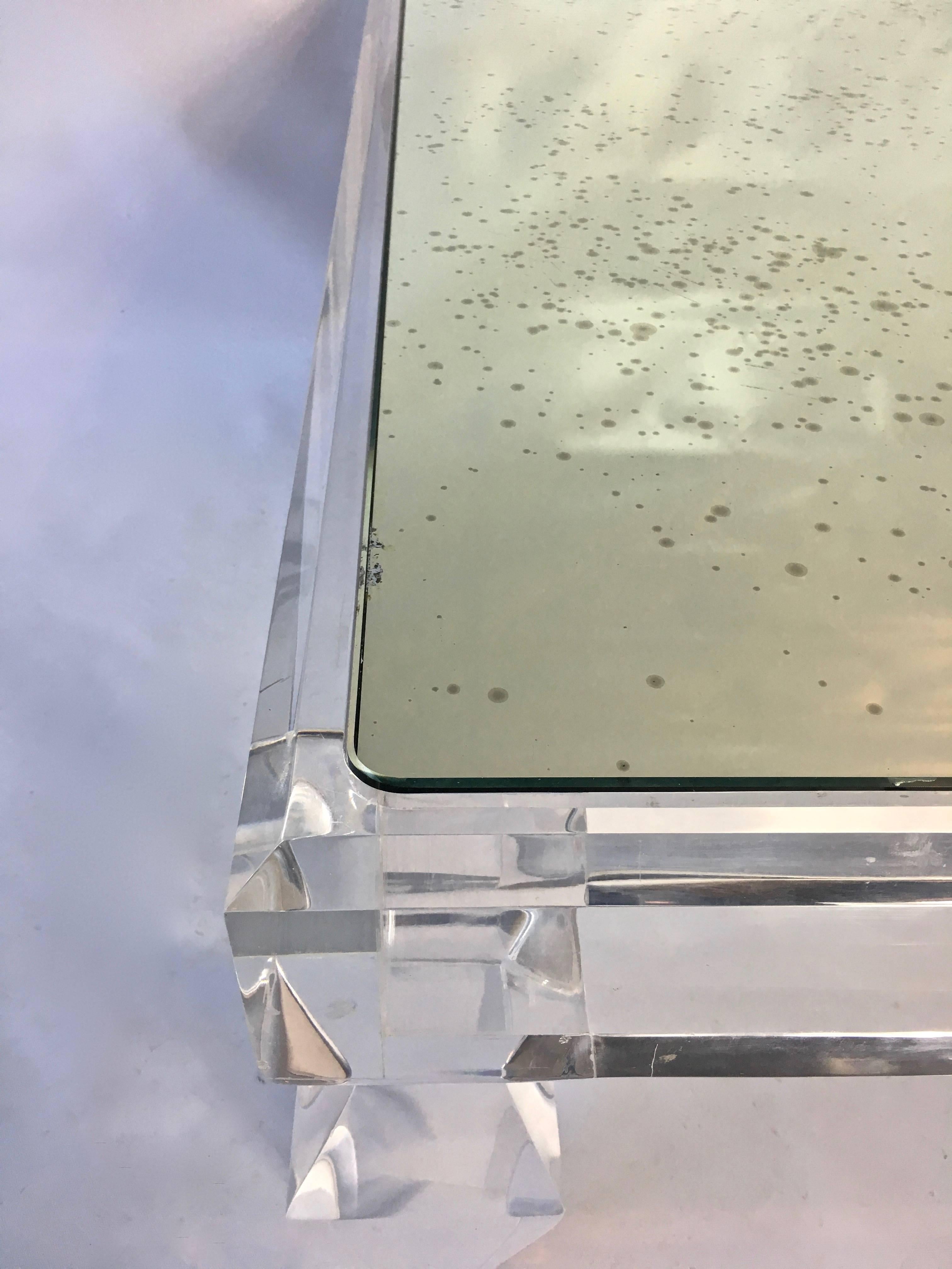 Contemporary Avenire Lucite and Mirror Coffee Table, by Craig Van Den Brulle