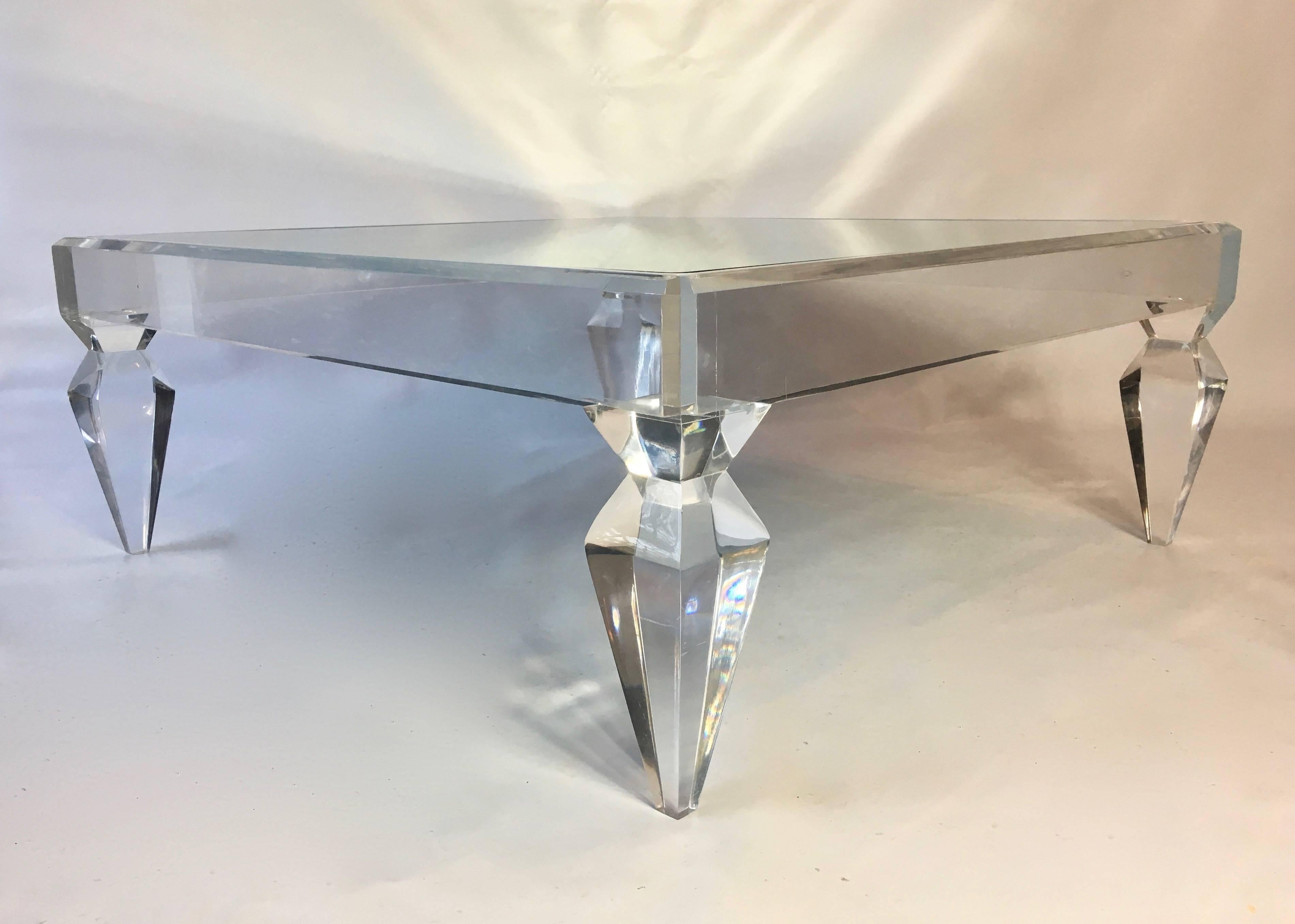 Avenire Lucite and Mirror Coffee Table, by Craig Van Den Brulle In Good Condition In Stamford, CT