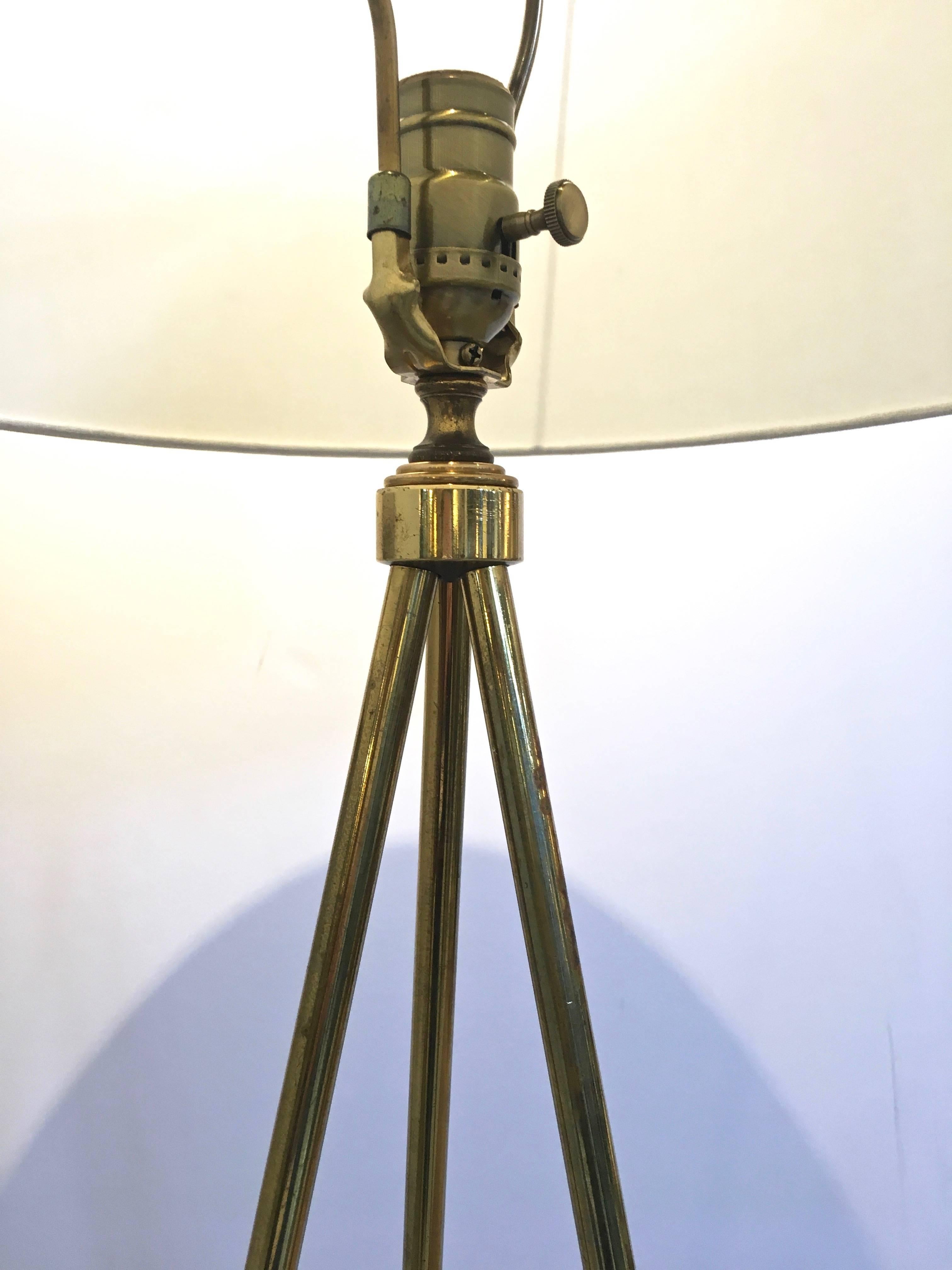 Mid-Century Modern Mid-Century Brass Tripod Floor Lamp, Attr. to Gerald Thurston for Lightolier