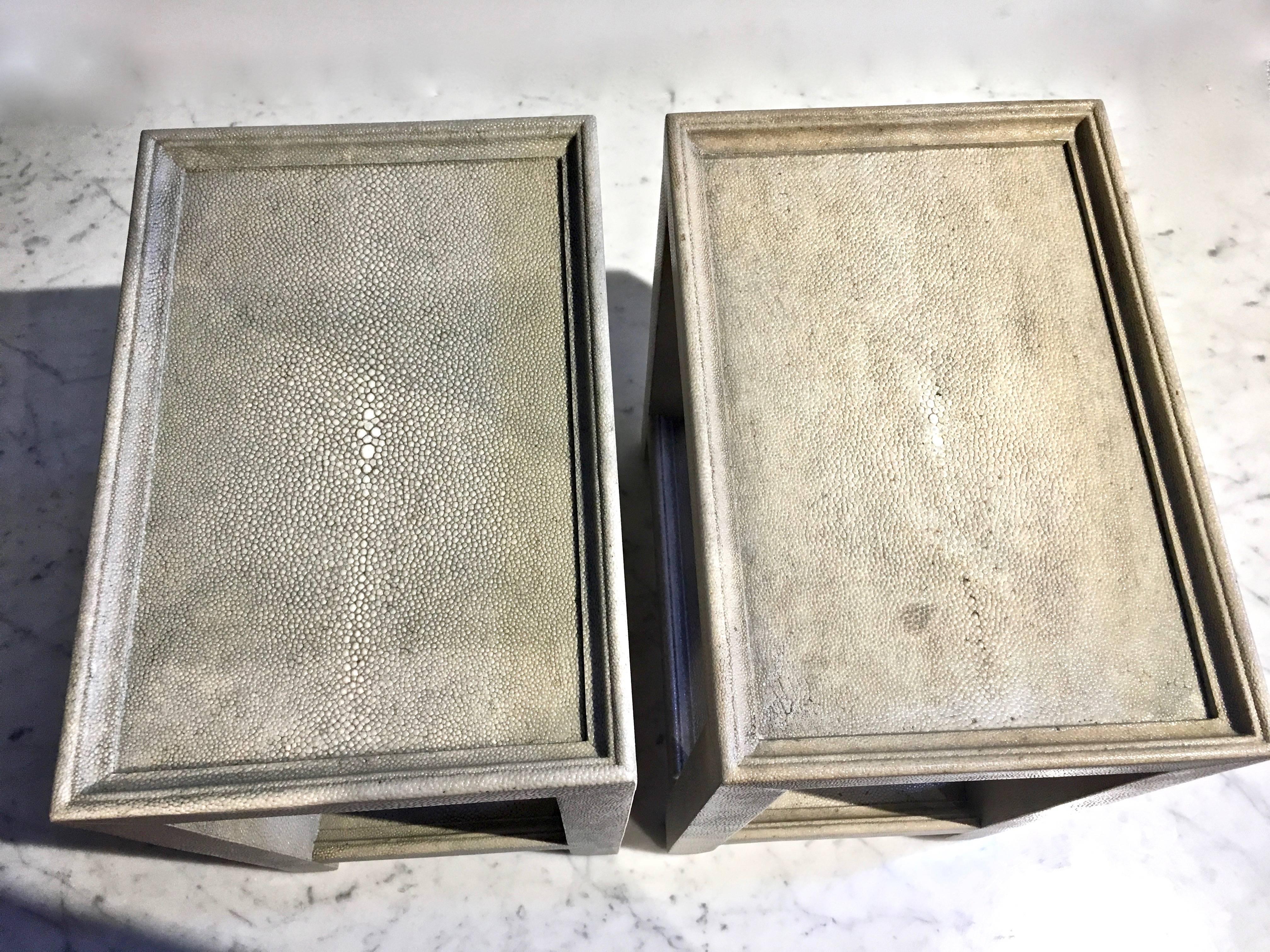Pair of Shagreen Tables by Garrison Rousseau In Good Condition In Stamford, CT