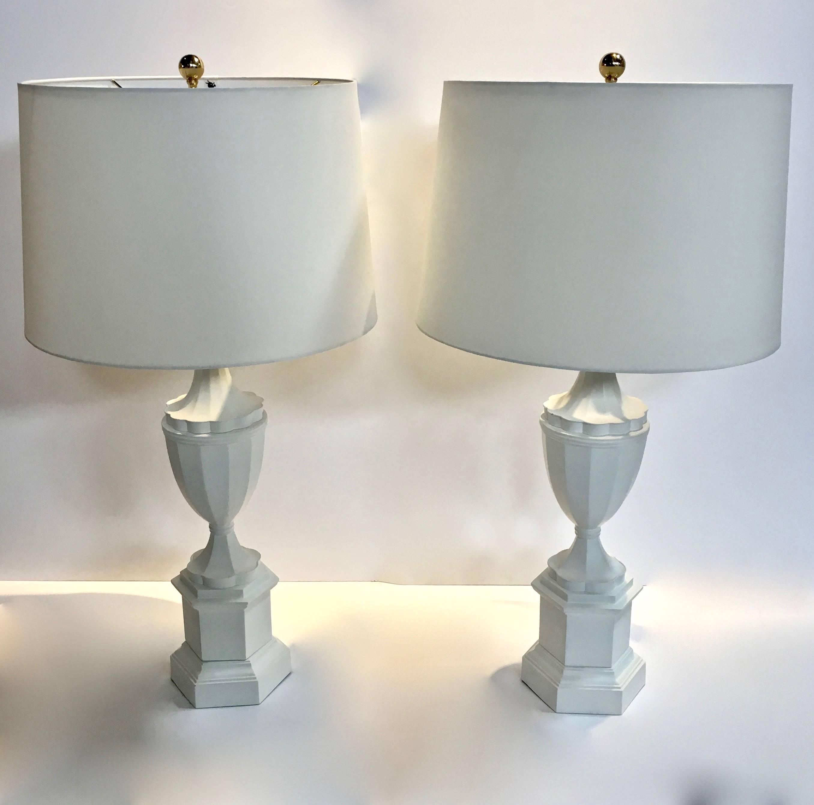 Gesso Pair of Plaster Finish Lamps in the Manner of Serge Roche or Sirmos For Sale