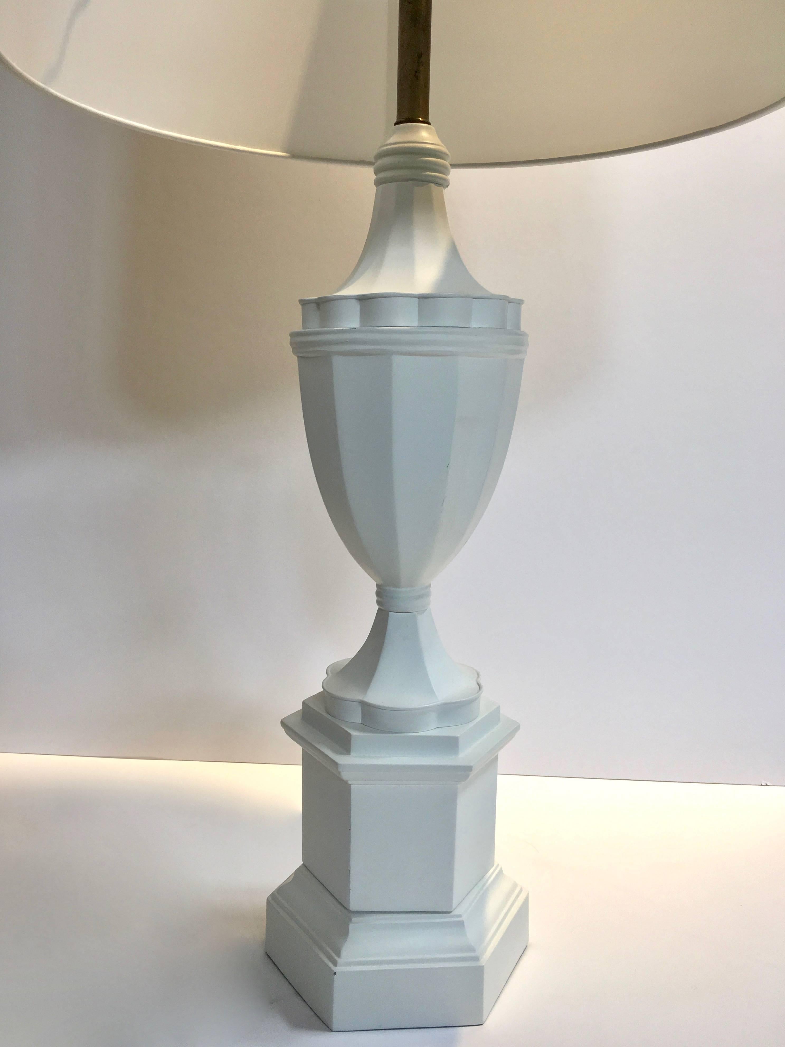 Neoclassical Pair of Plaster Finish Lamps in the Manner of Serge Roche or Sirmos For Sale