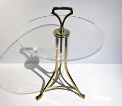 Mid-Century Brass and Lucite Top Cigarette, Side or Drinks Table