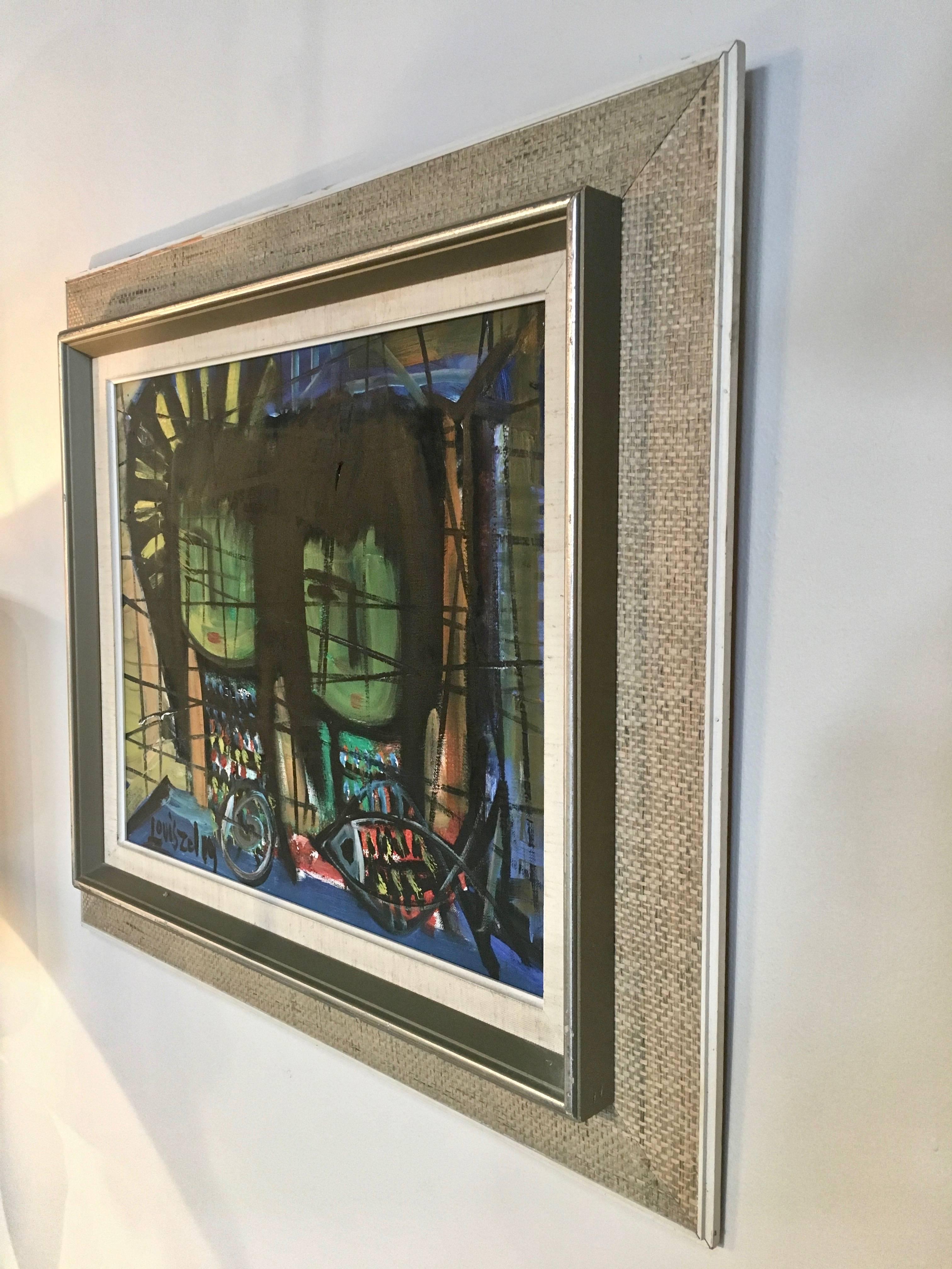 Mid-Century Modern Painting, by Artist Louis Zelig In Good Condition For Sale In Stamford, CT