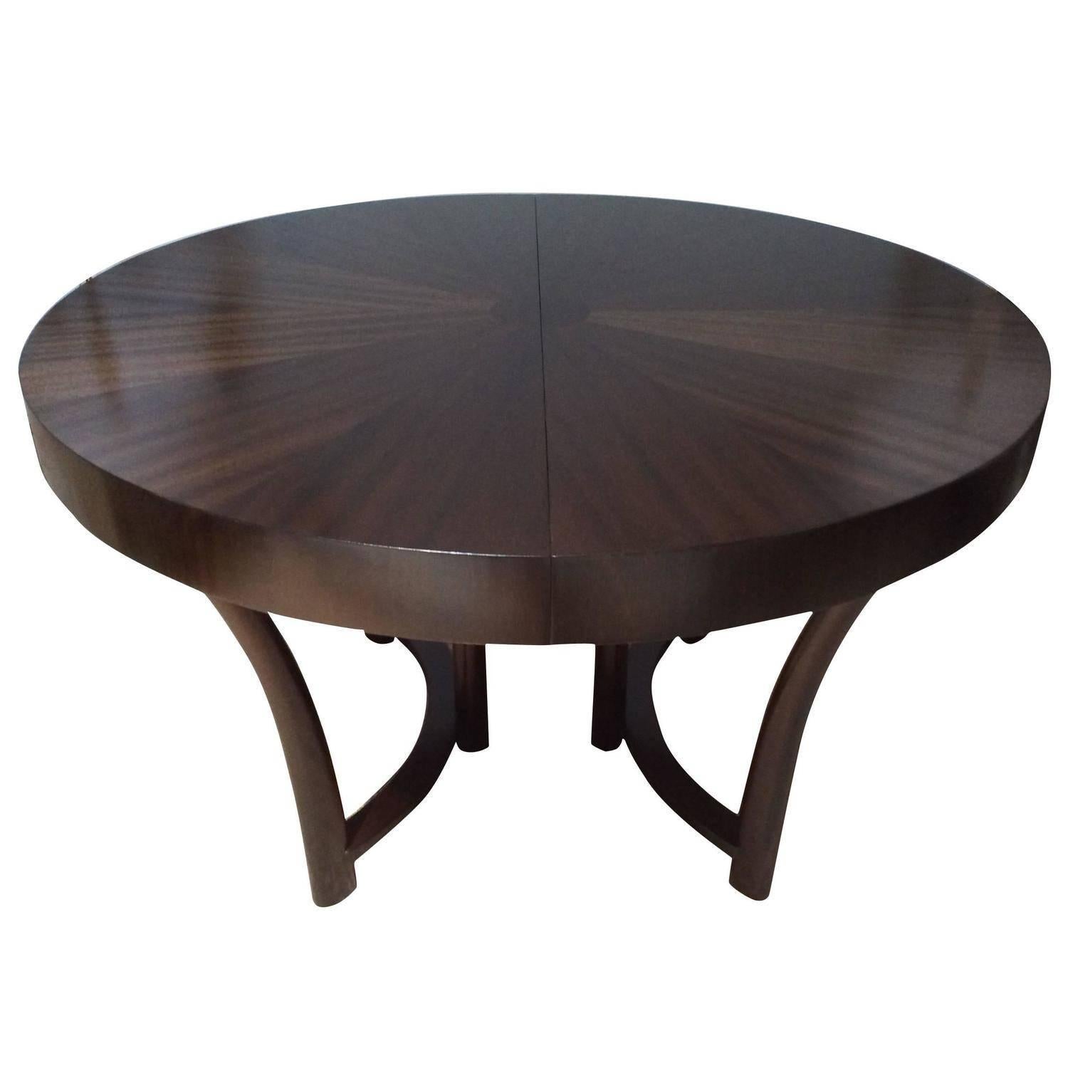 Round Widdicomb Walnut Extension Table, Designed by Robsjohn-Gibbings