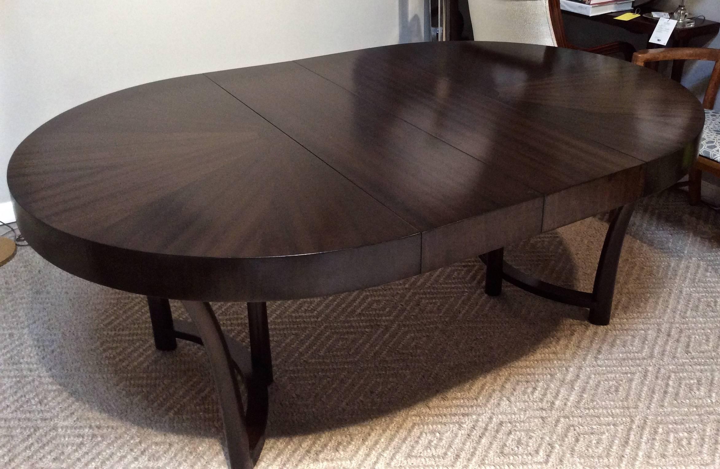 American Round Widdicomb Walnut Extension Table, Designed by Robsjohn-Gibbings