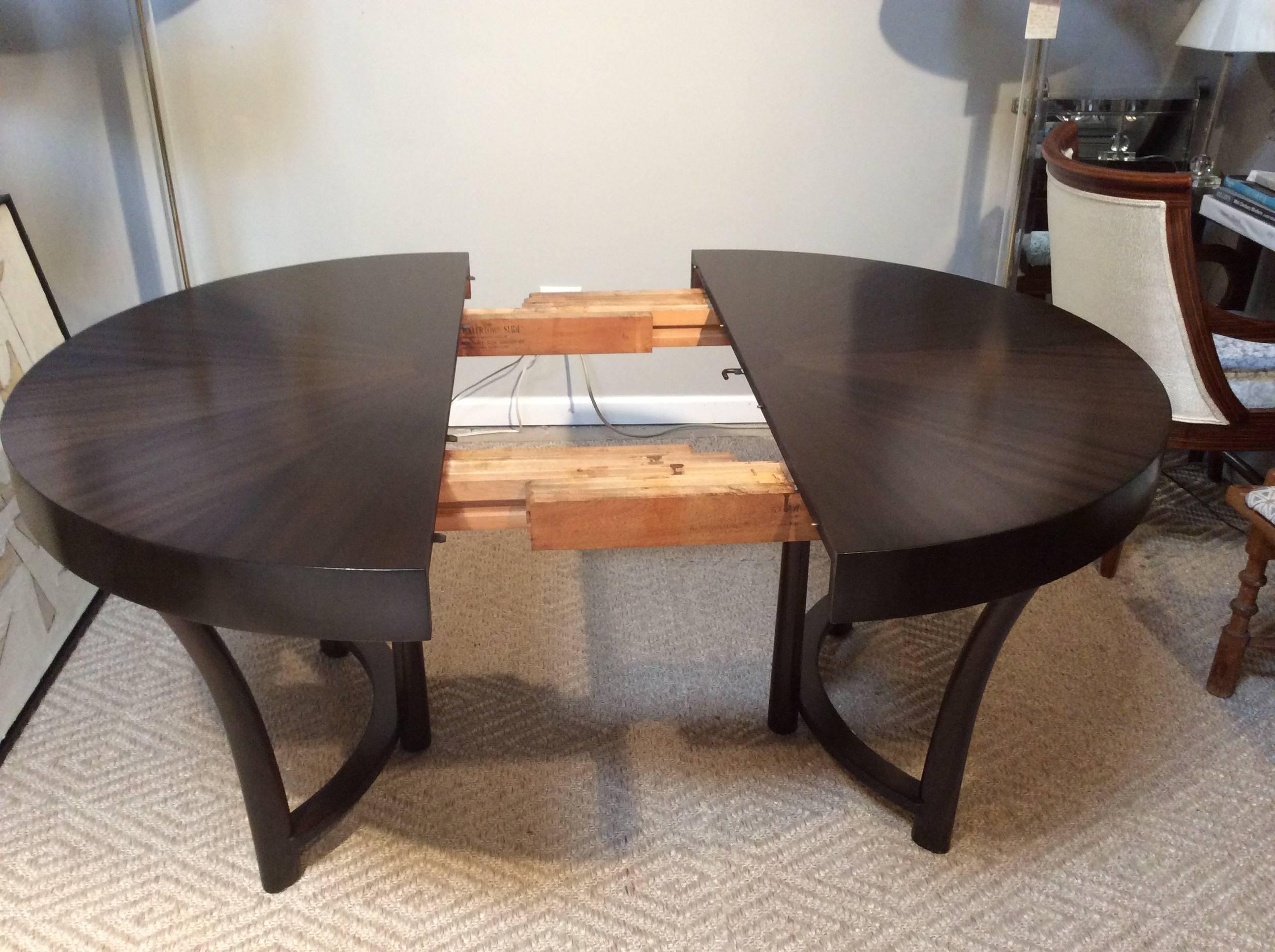 Round Widdicomb Walnut Extension Table, Designed by Robsjohn-Gibbings 2