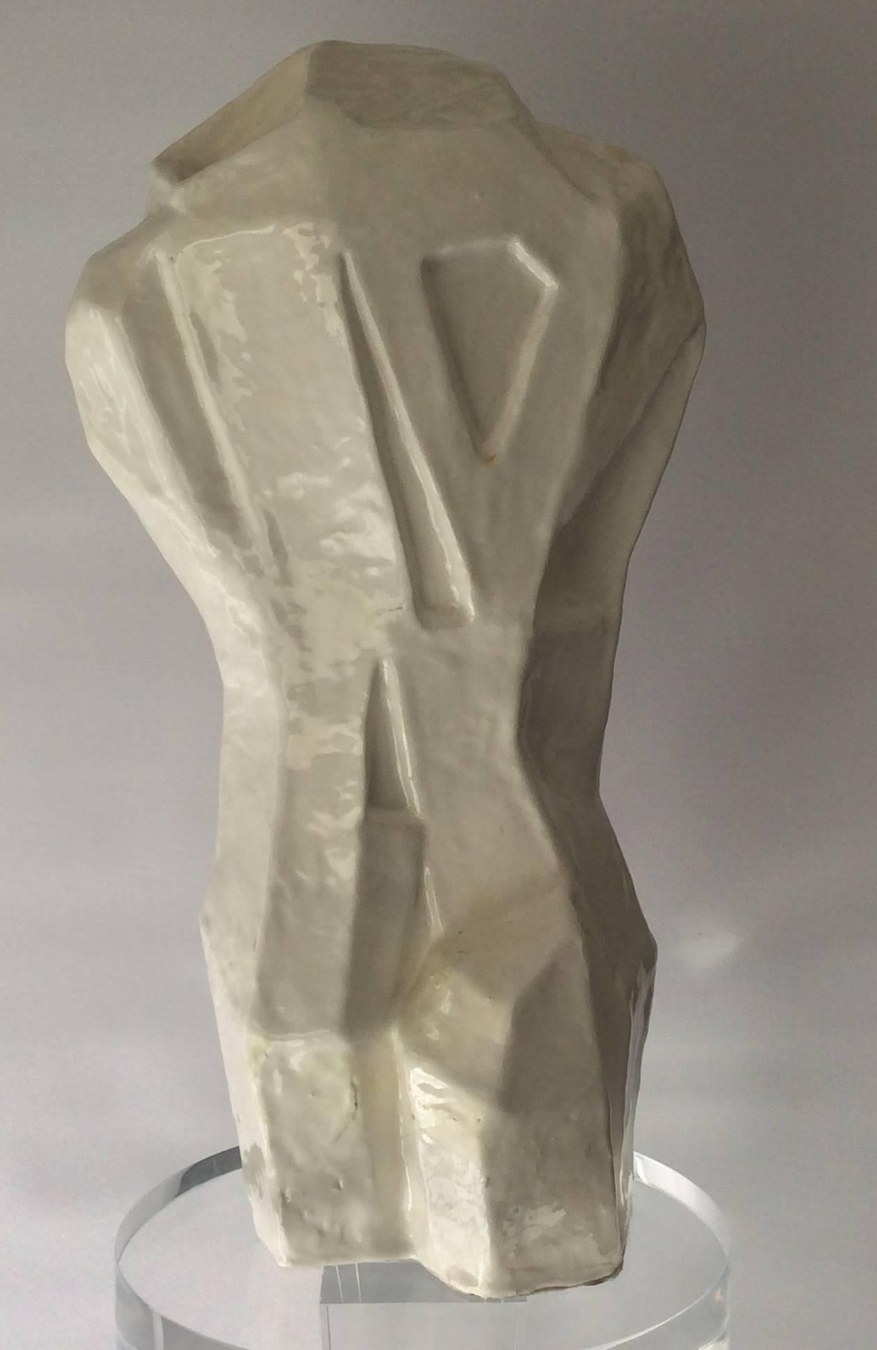 Large Modernist Glazed Ceramic Torso Vase or Sculpture In Excellent Condition For Sale In Stamford, CT