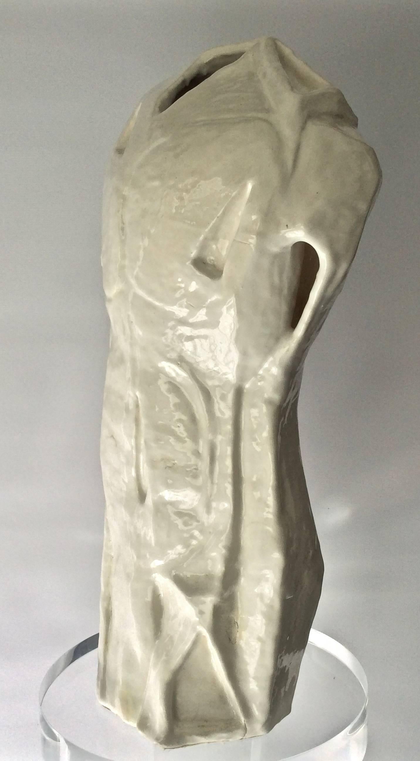 Large Modernist Glazed Ceramic Torso Vase or Sculpture For Sale 1