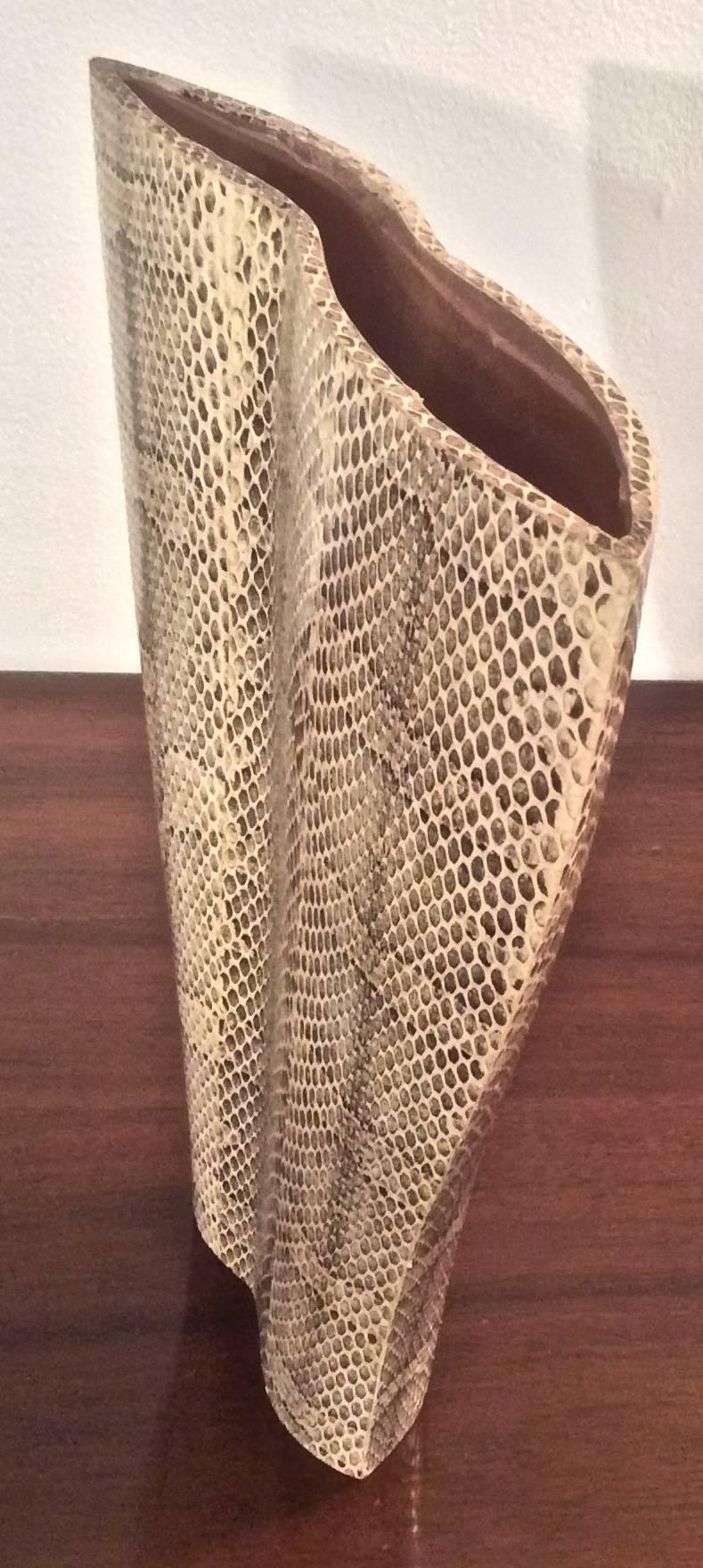 French Sculptural Snakeskin Vase, by R & Y Augousti
