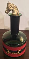 Gucci Style Horse Bit Barware, Brass Topped Decanter and Glass Set