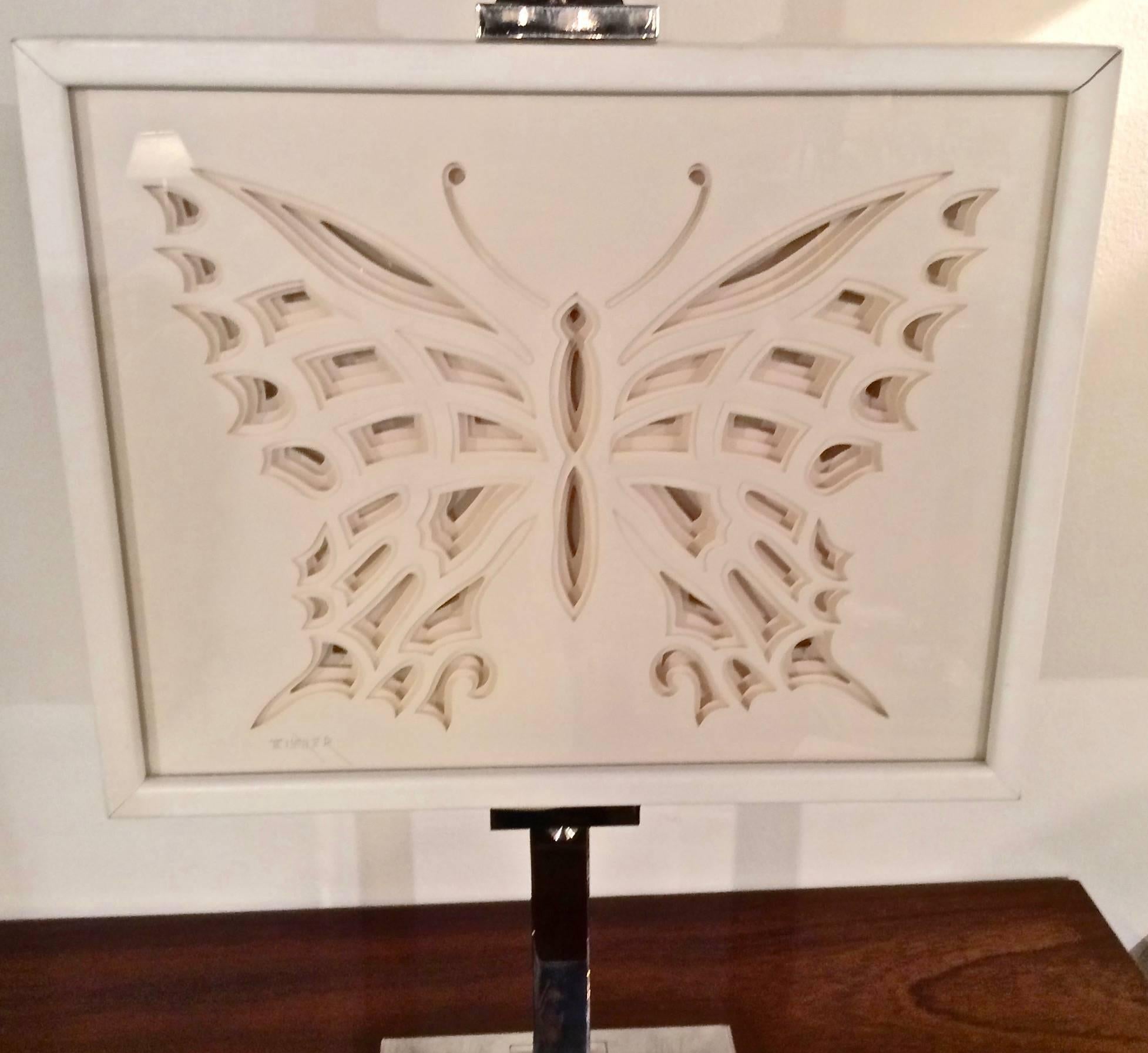 American Three Dimensional Butterfly Paper Sculpture, Signed by Artist Jack Eisner, 1970s For Sale