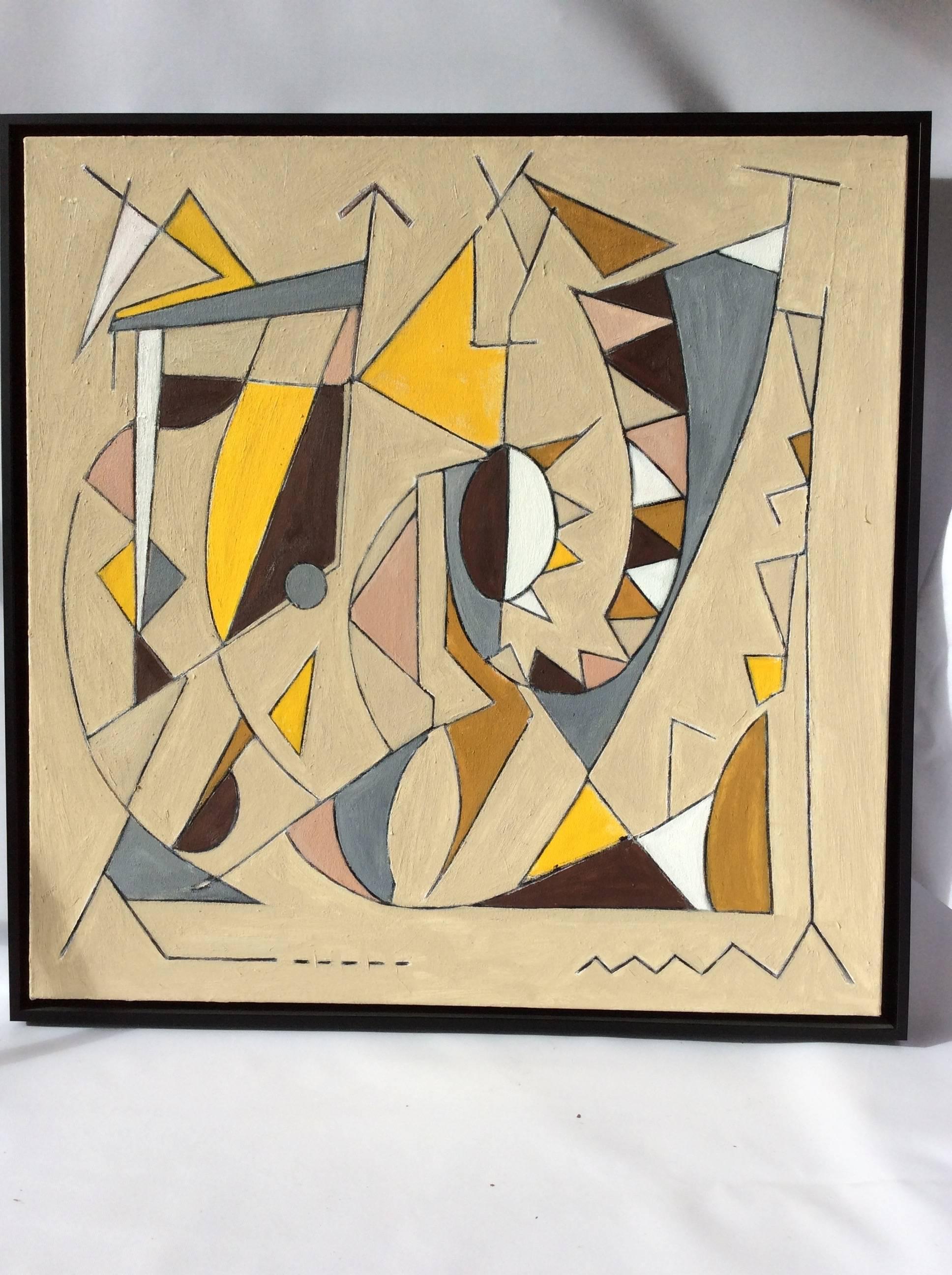 Mid-Century Modern Modernist Abstract Paintings, Signed and Dated by Artist